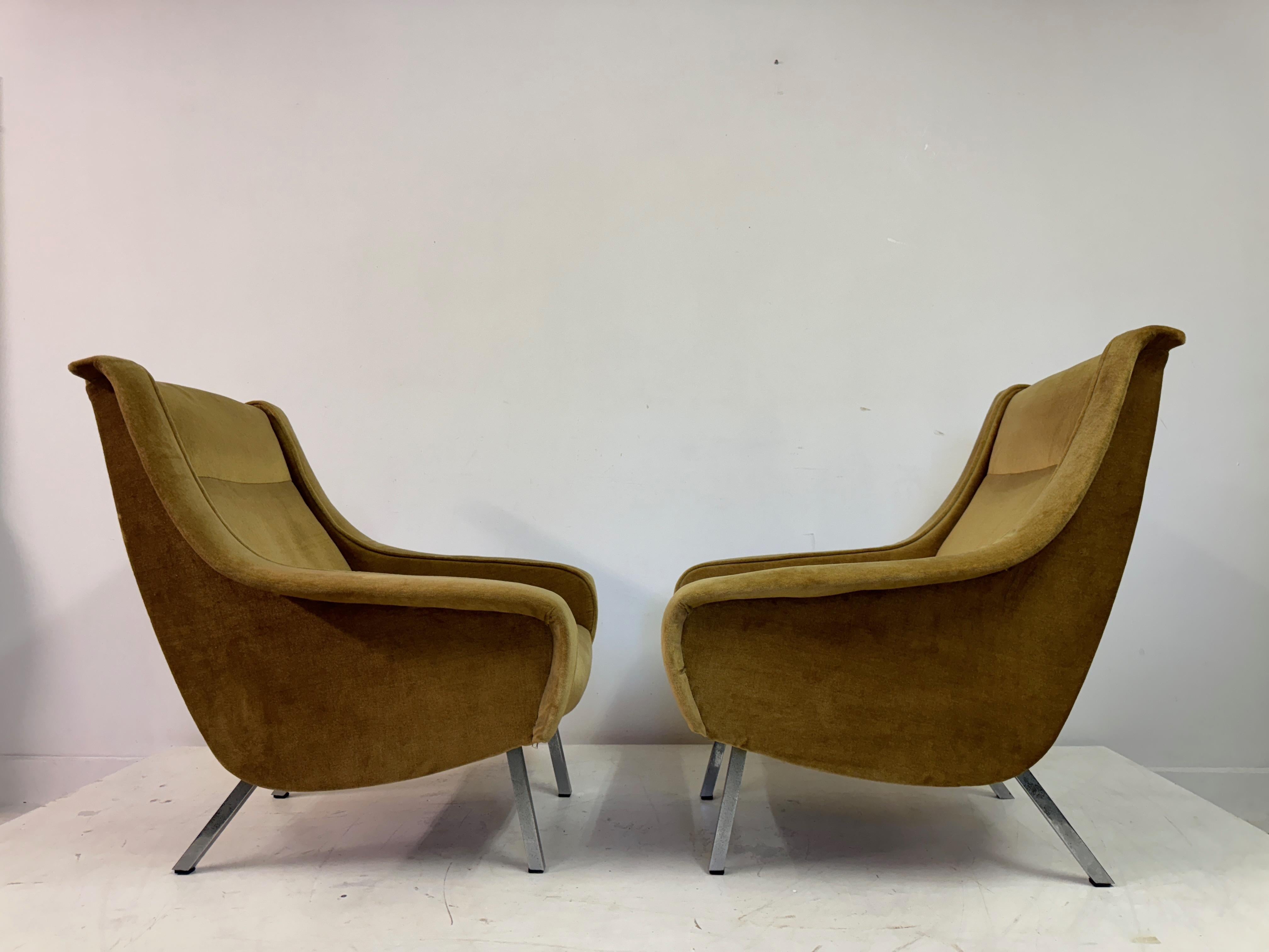 Steel Pair of 1960s Belgian Armchairs