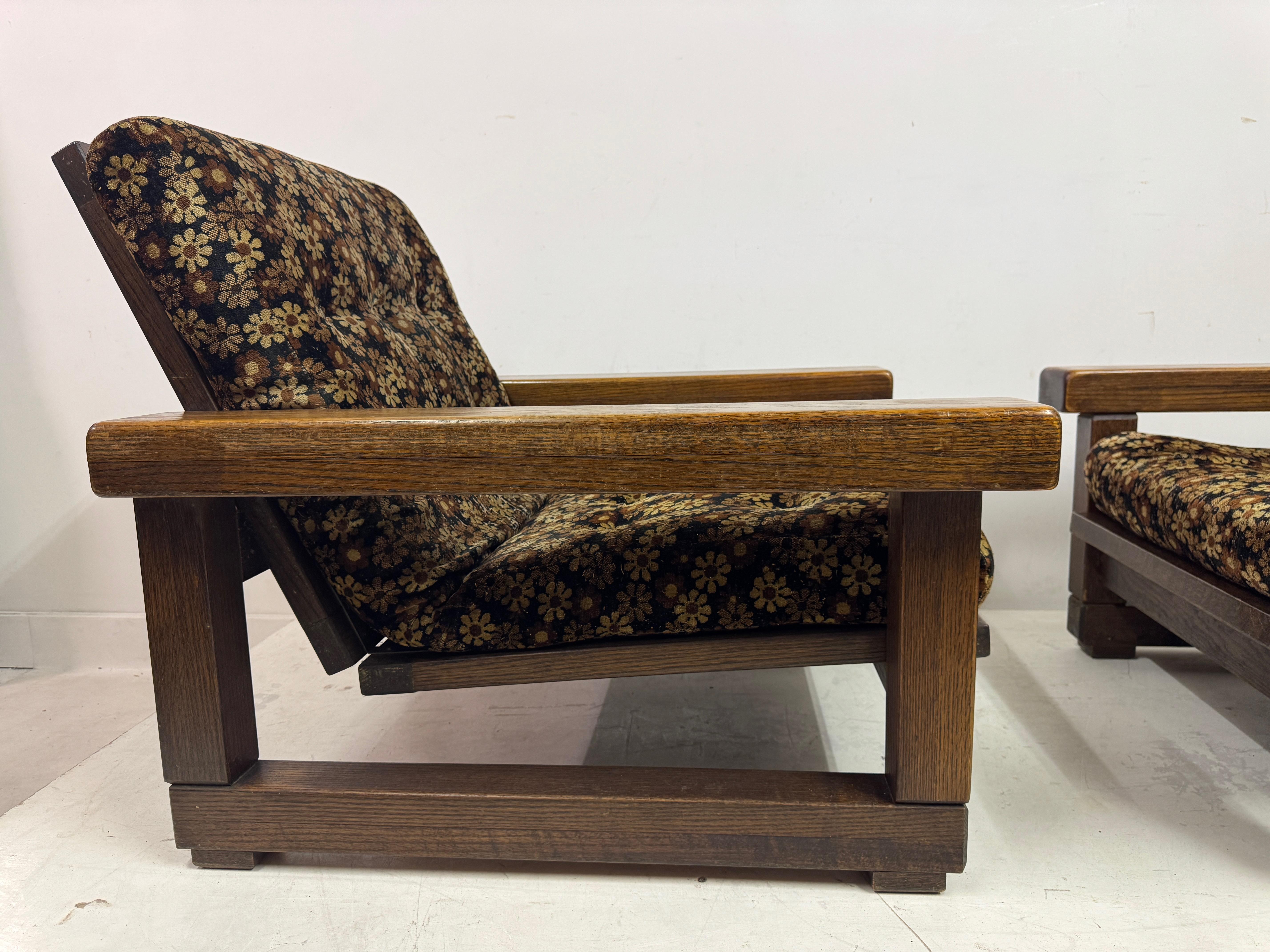 Paire de fauteuils belges des années 1960 avec dossier à lattes en vente 6