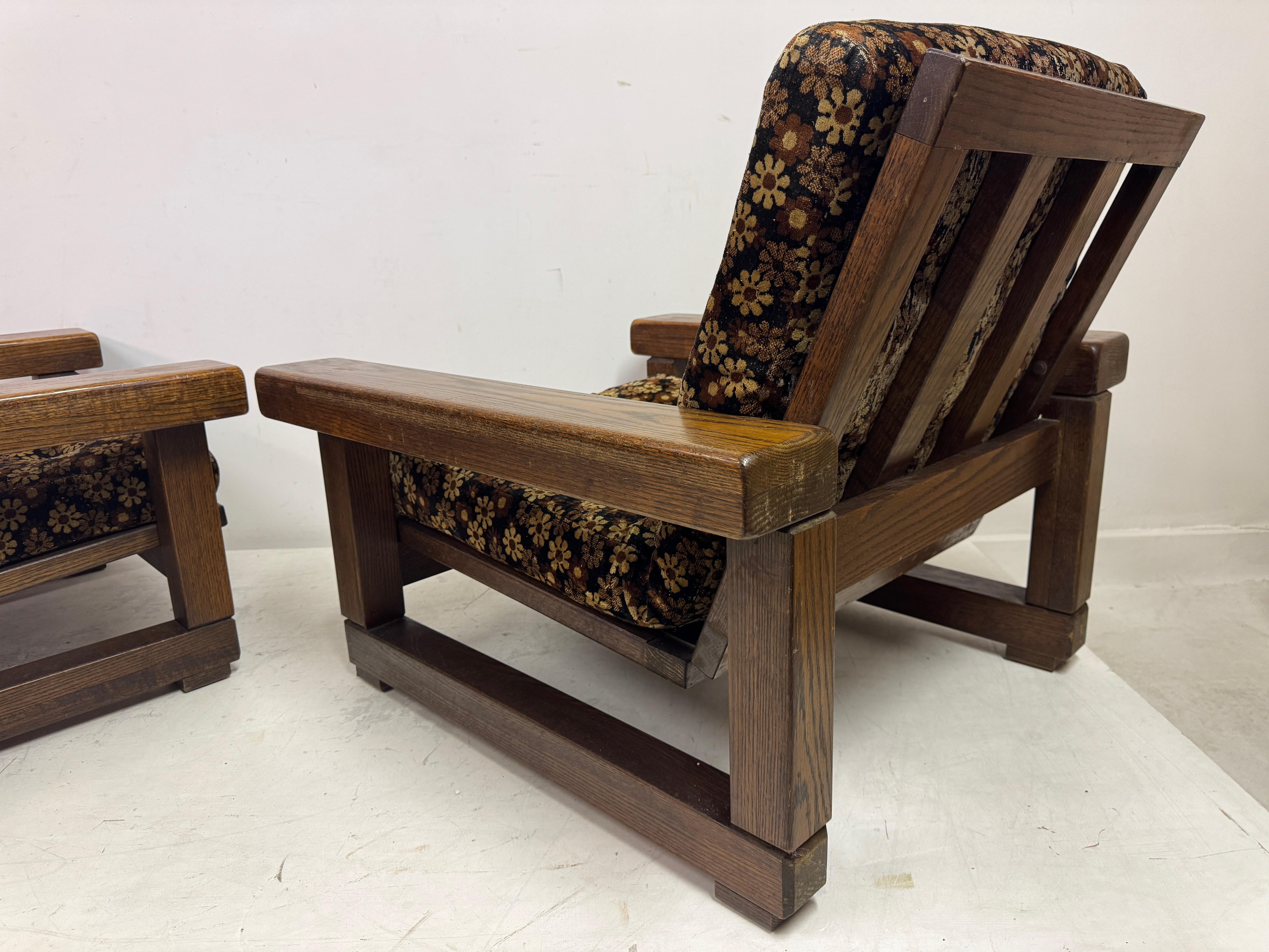 Paire de fauteuils belges des années 1960 avec dossier à lattes en vente 8