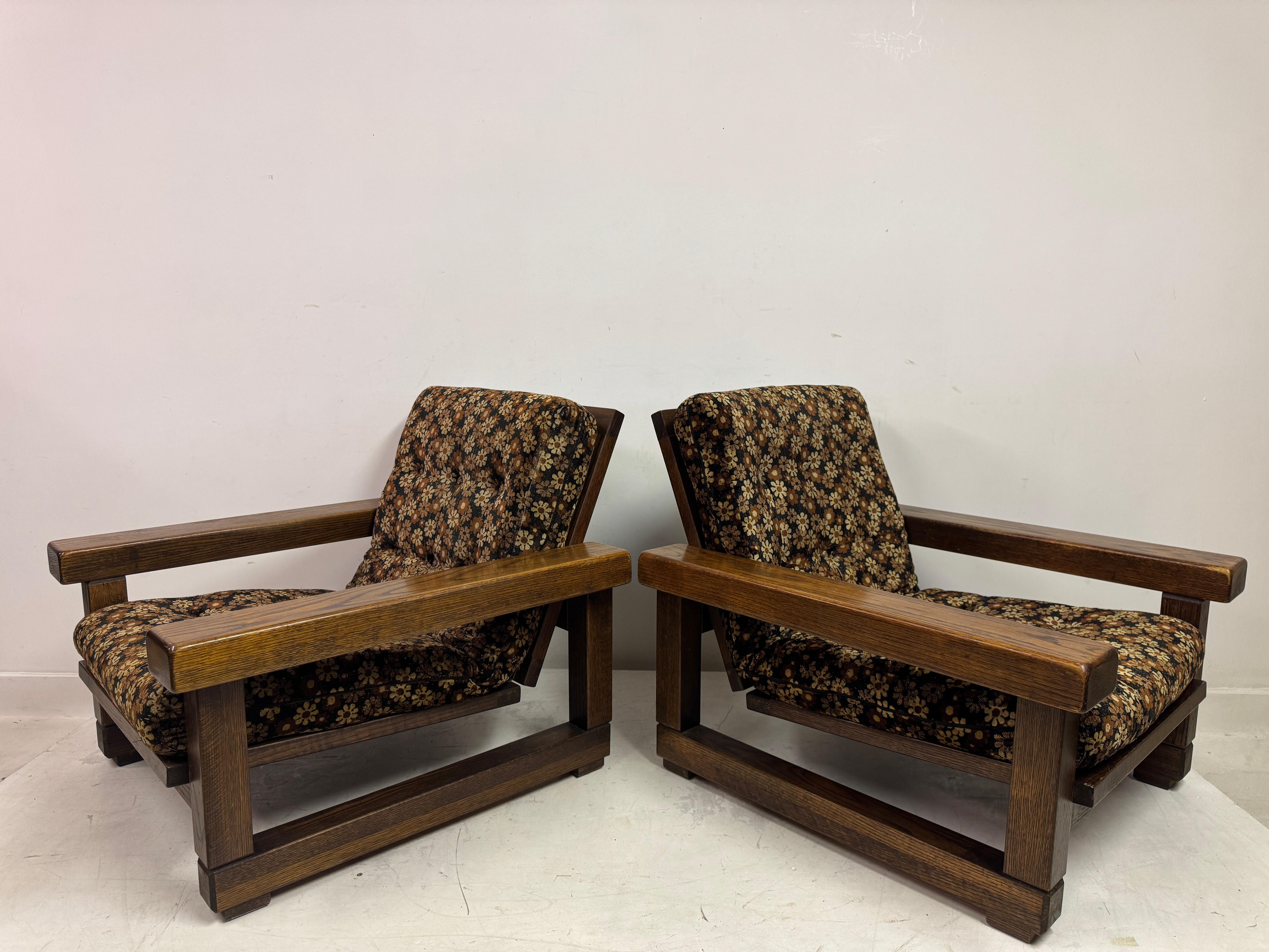 Paire de fauteuils belges des années 1960 avec dossier à lattes en vente 13