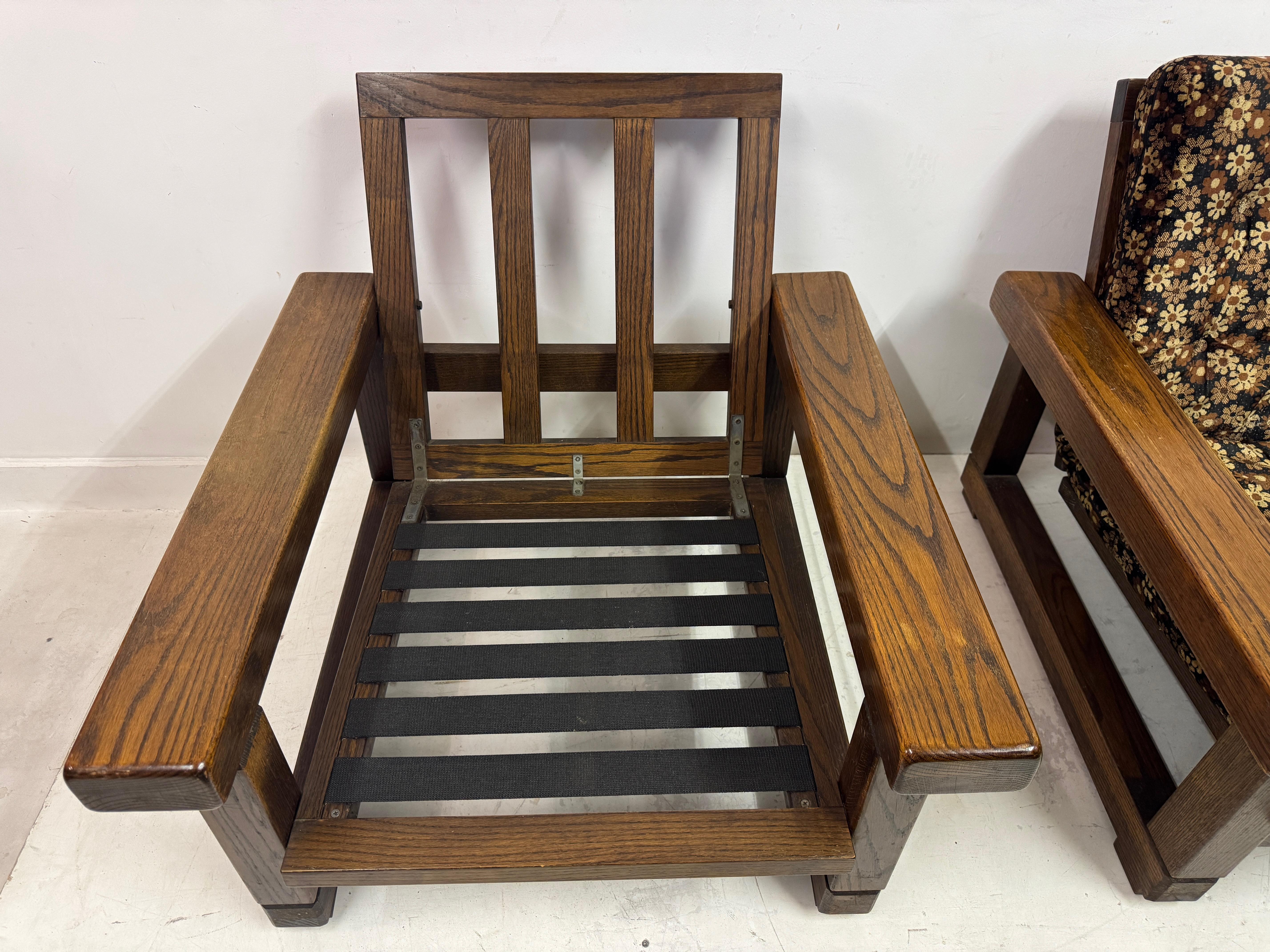 Mid-Century Modern Paire de fauteuils belges des années 1960 avec dossier à lattes en vente