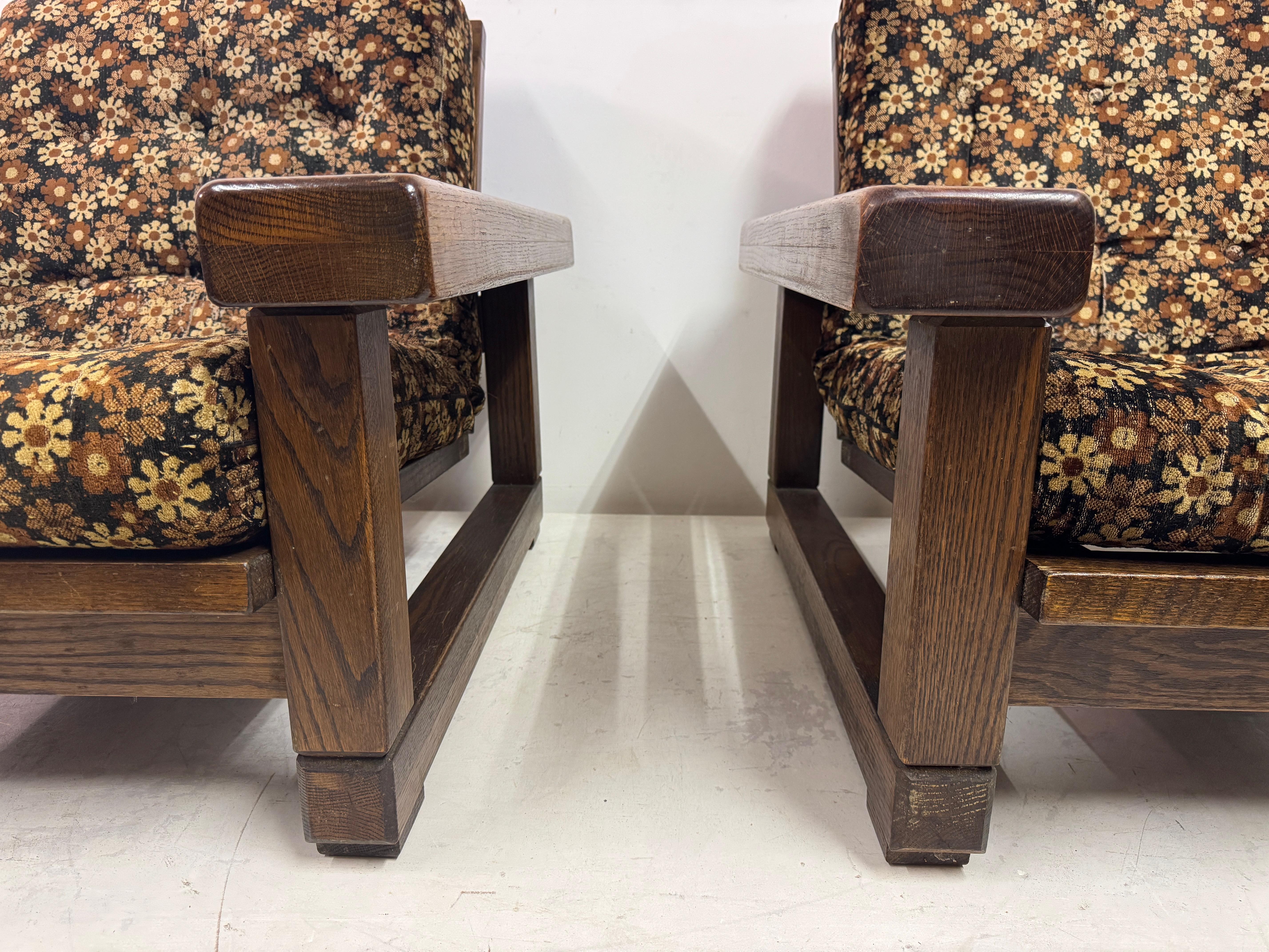 20ième siècle Paire de fauteuils belges des années 1960 avec dossier à lattes en vente