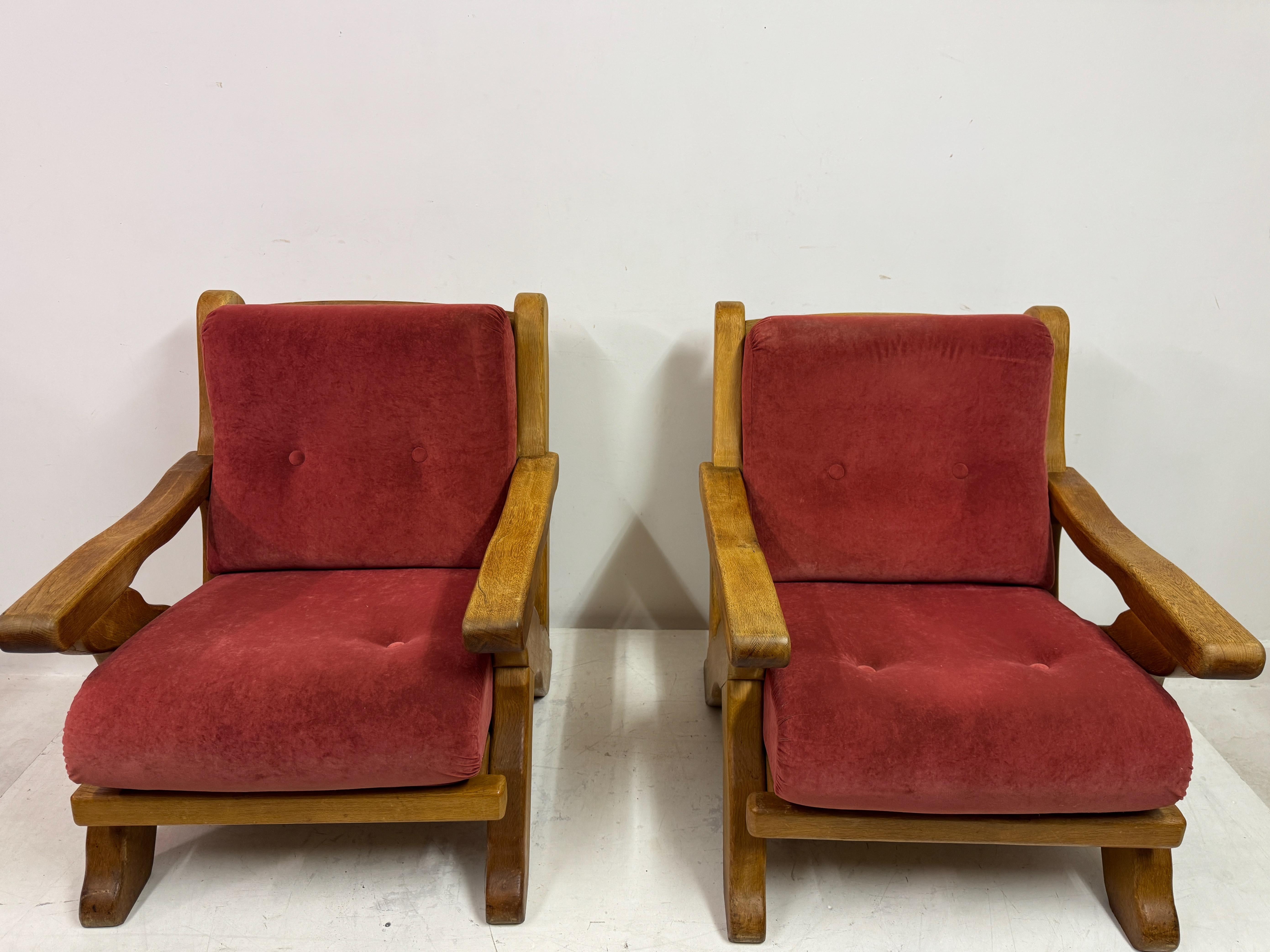 Mid-Century Modern Paire de fauteuils brutalistes belges des années 1960 en vente