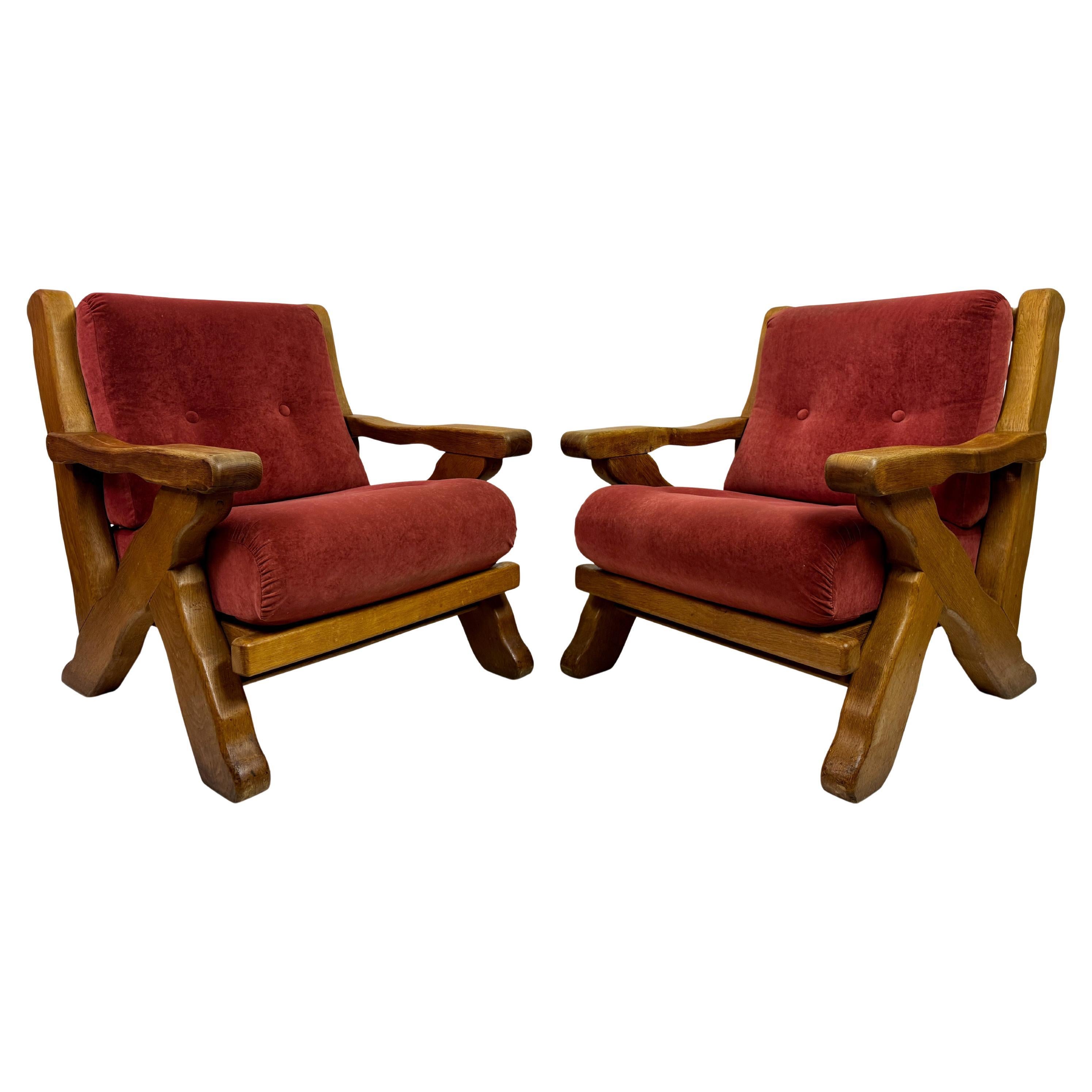 Pair of 1960s Belgian Brutalist Armchairs