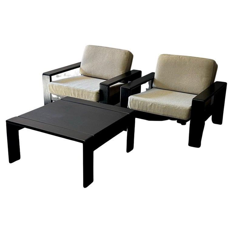 Pair of 1960s Belgian Upholstered Chairs and Matching Table For Sale at ...