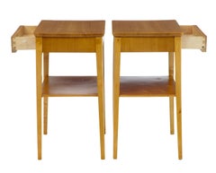 Pair of 1960s Birch Bedside Side Tables
