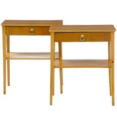 Pair of 1960s Birch Bedside Side Tables