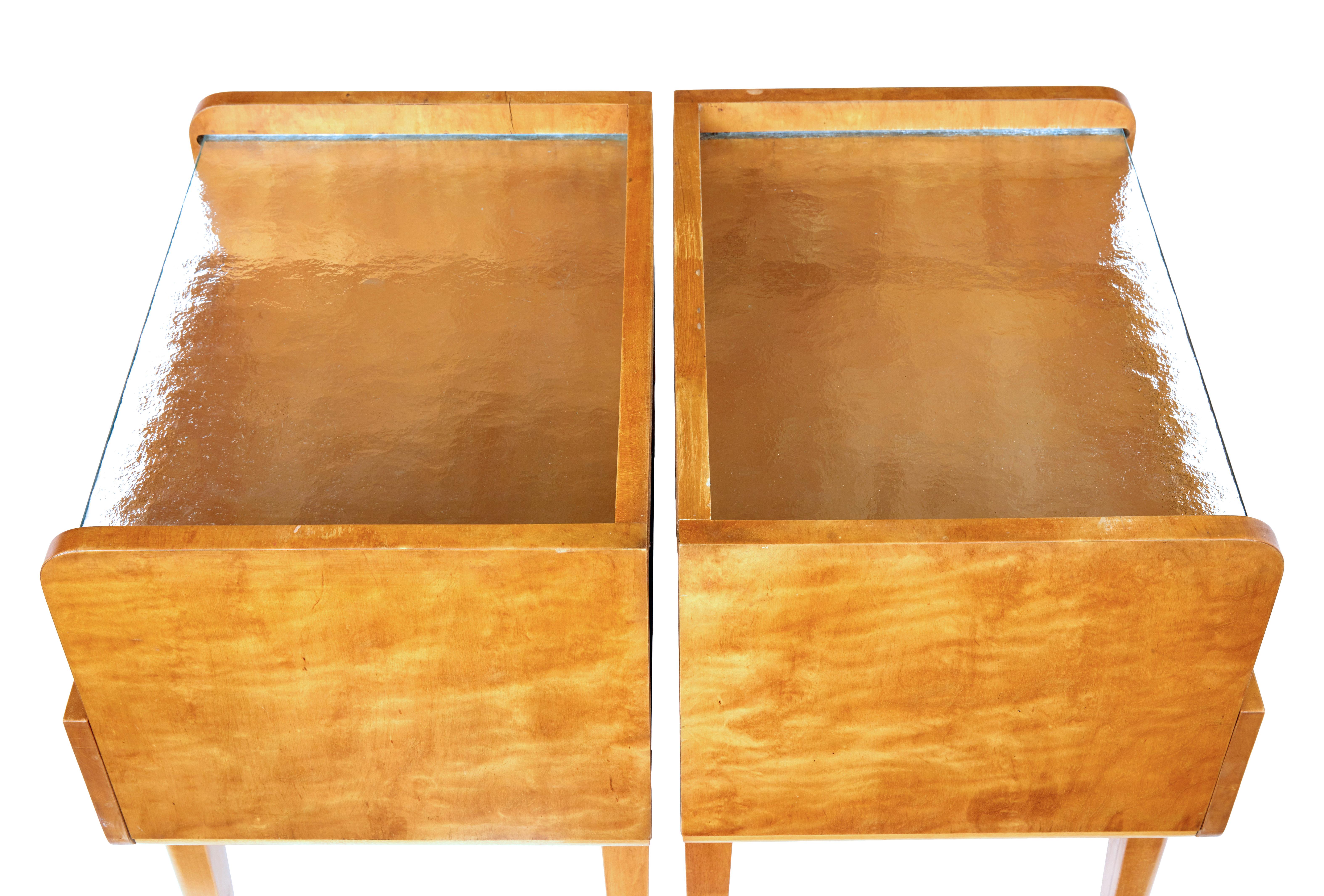 Swedish Pair of 1960s Birch Bedside Tables