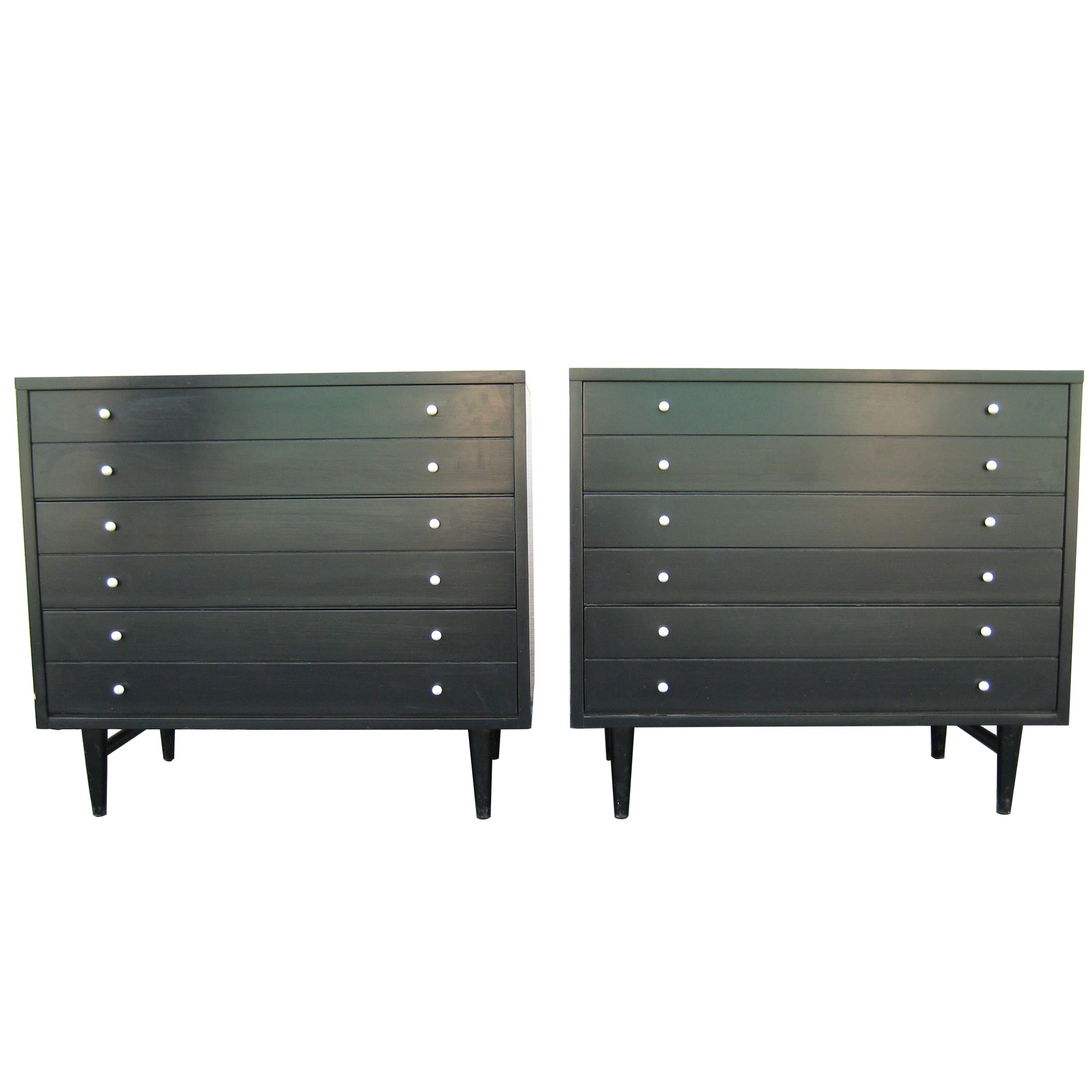 Pair of 1960s Black and White American of Martinsville Dressers