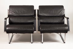 Pair of 1960s Black Leather "Remmi" Easy Chairs by Yrjö Kukkapuro, Finland