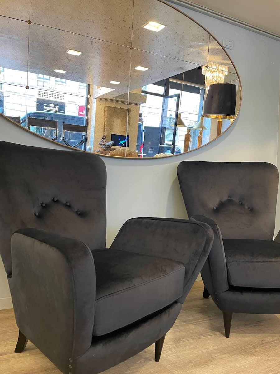 Pair of 1960s Black Velvet Armchairs For Sale 5