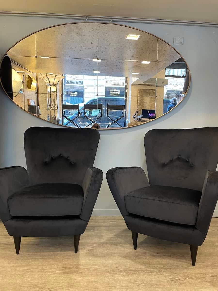 Pair of 1960s Black Velvet Armchairs For Sale 6