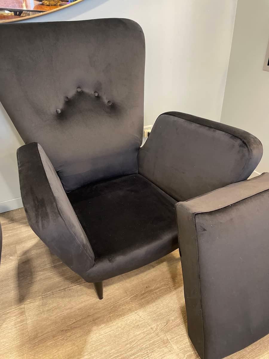 Pair of 1960s Black Velvet Armchairs For Sale 3