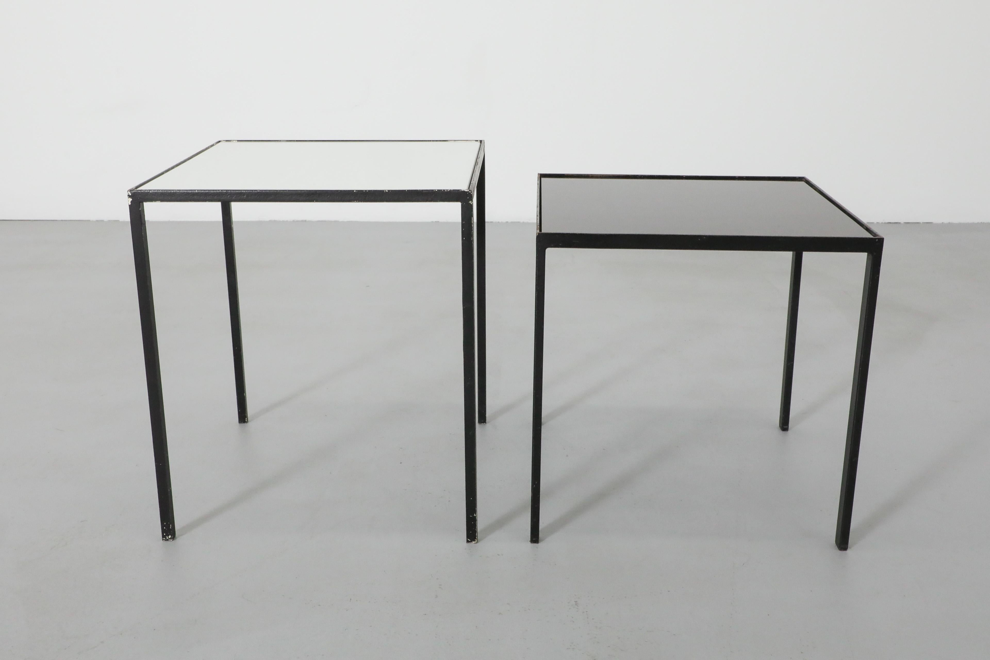 Pair of 1960's Black & White Glass Artimeta Side Tables For Sale 3