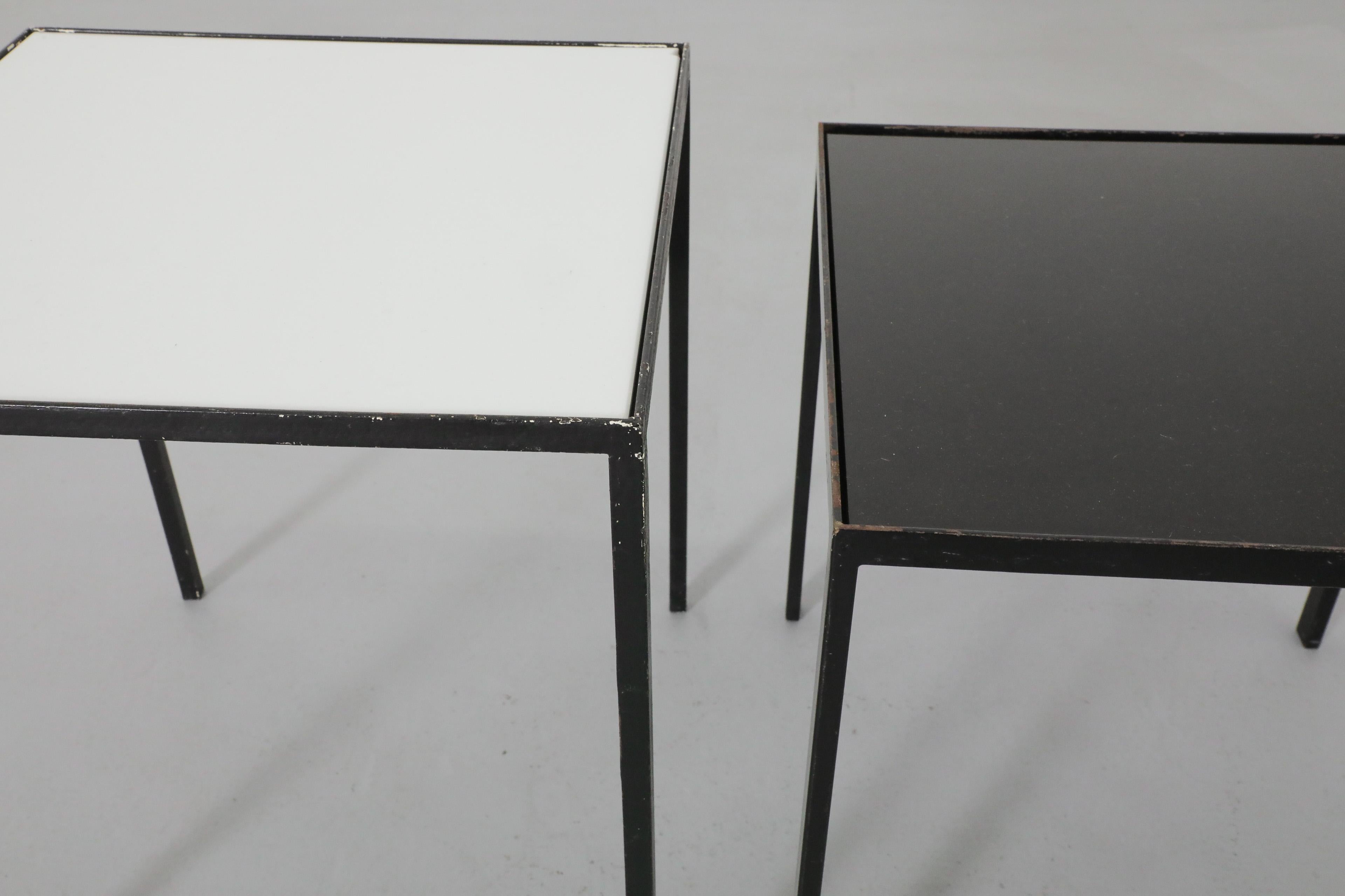 Pair of 1960's Black & White Glass Artimeta Side Tables For Sale 4