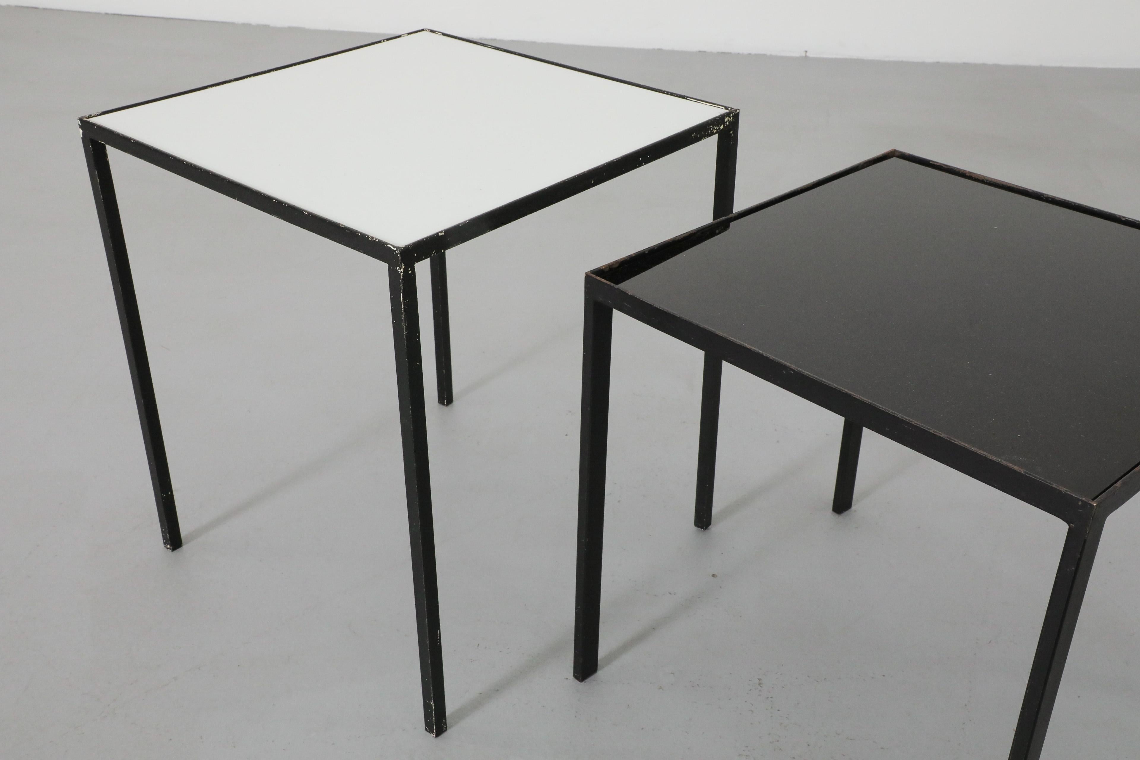 Pair of 1960's Black & White Glass Artimeta Side Tables For Sale 6