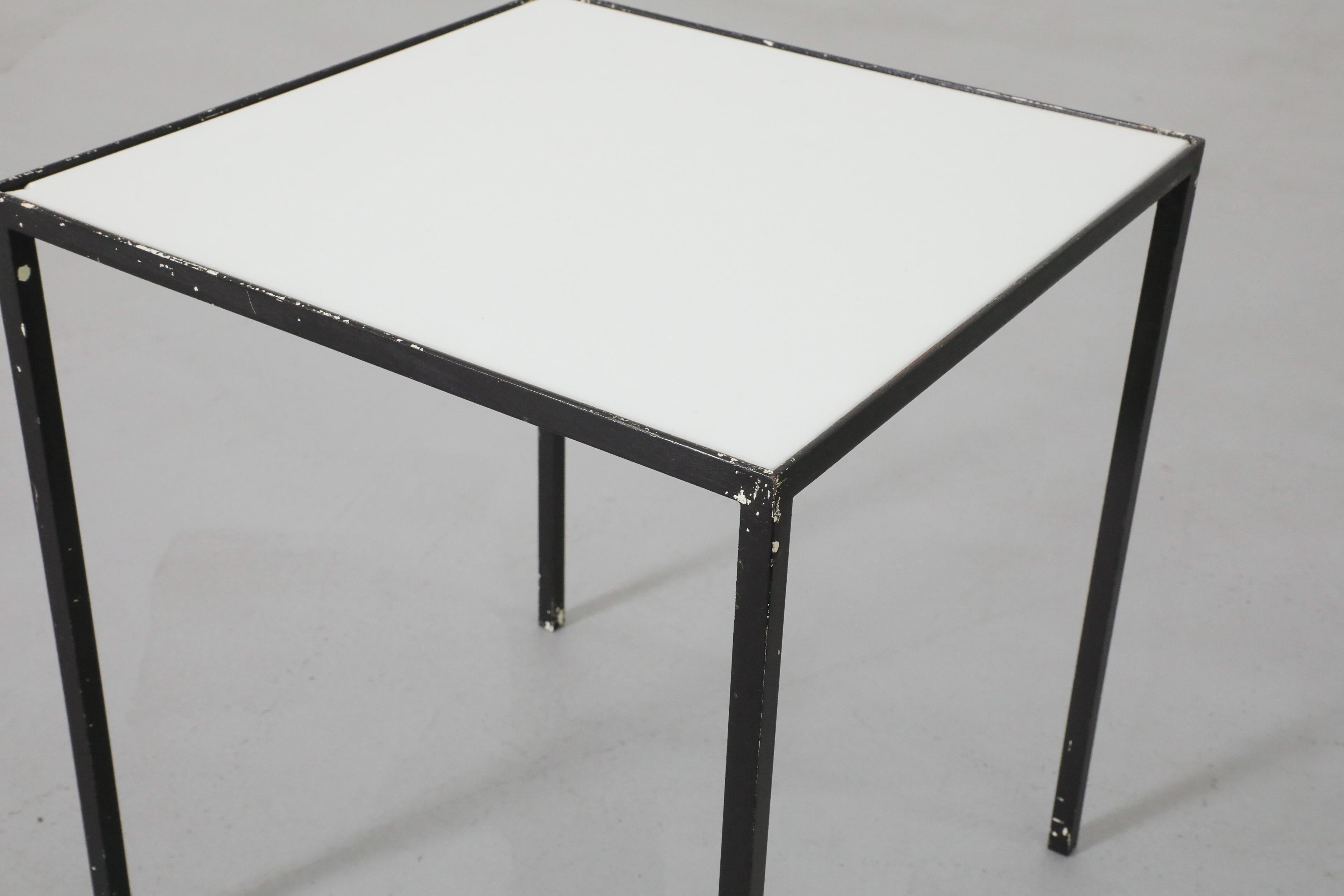 Pair of 1960's Black & White Glass Artimeta Side Tables For Sale 10