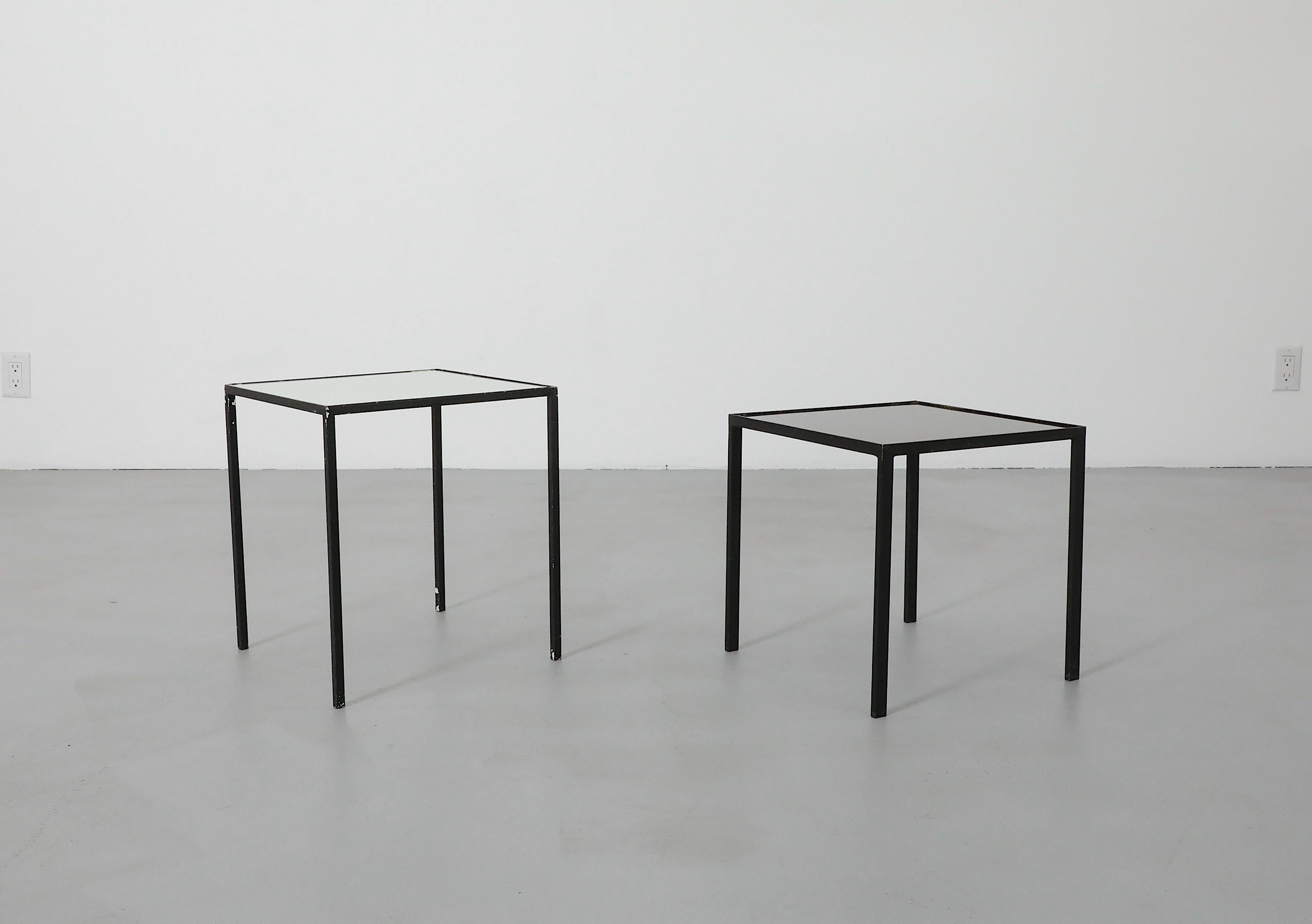 Pair of 1960's Black & White Glass Artimeta Side Tables For Sale 11