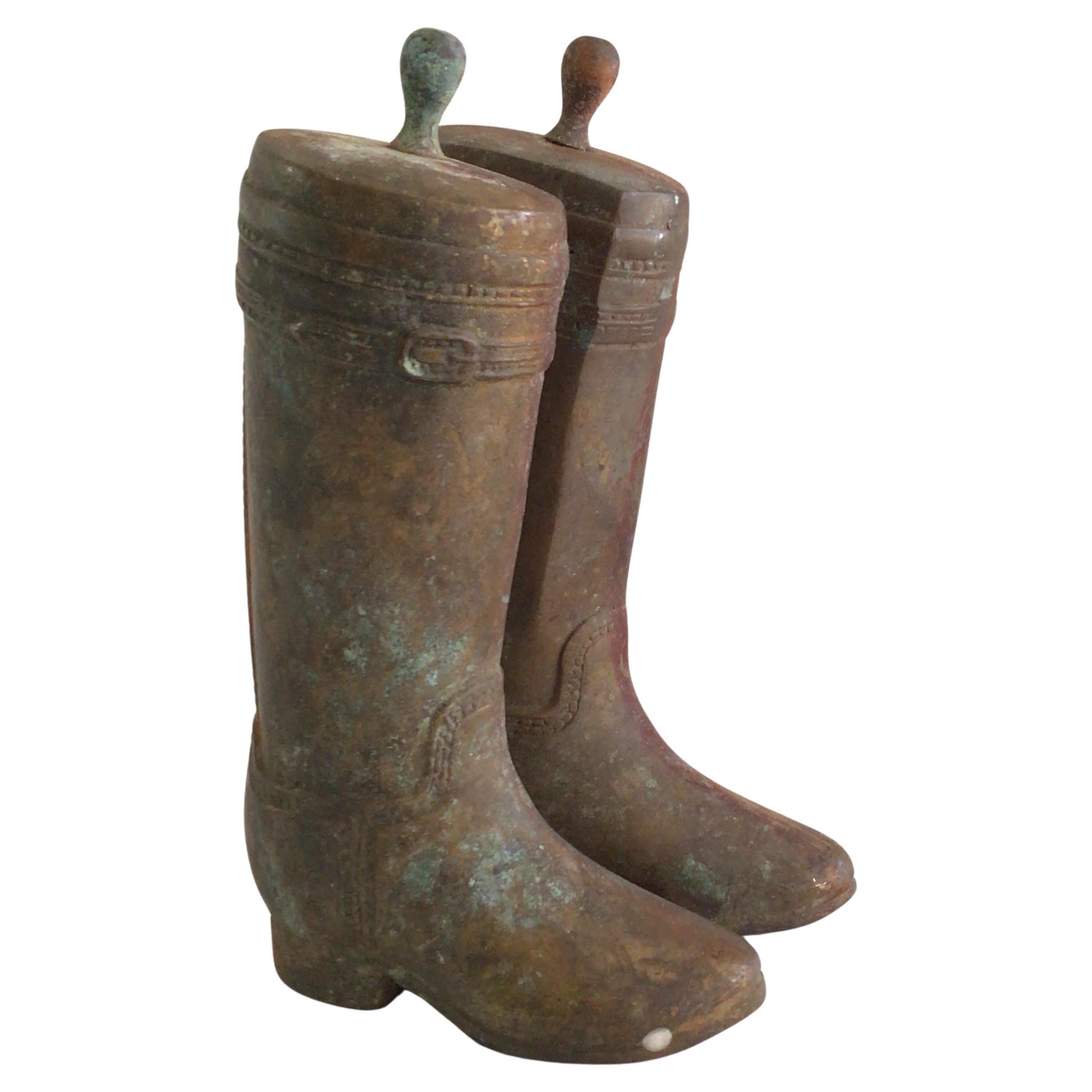 Paar Stiefel-Buchstützen aus Messing aus den 1960er Jahren