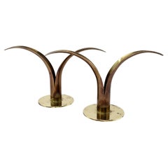 Pair of 1960s Brass Candlesticks by Ivar Åhlenius Björk for Ystad