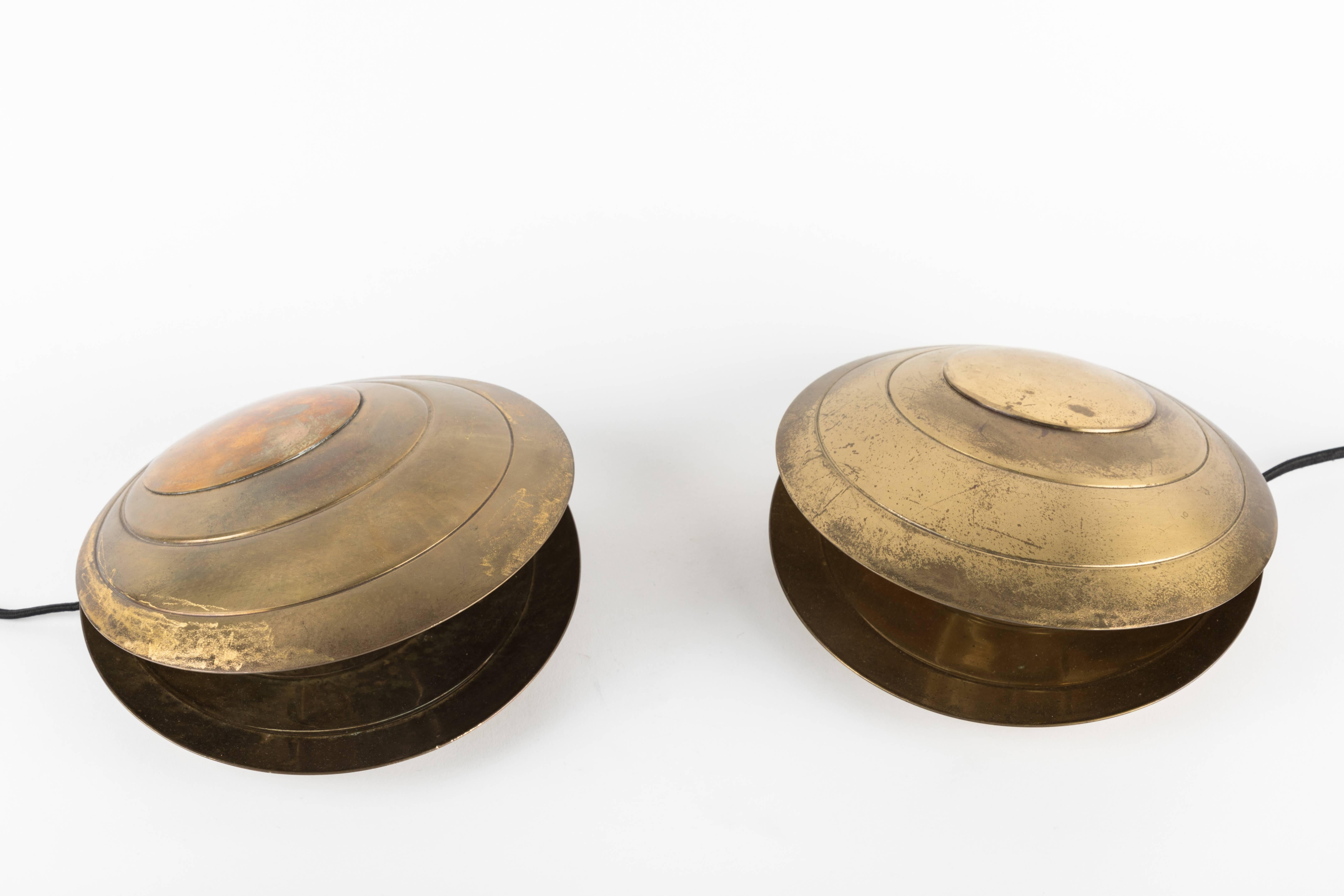 Pair of 1960s Brass Clamshell Table Lamps by Angelo Brotto 3