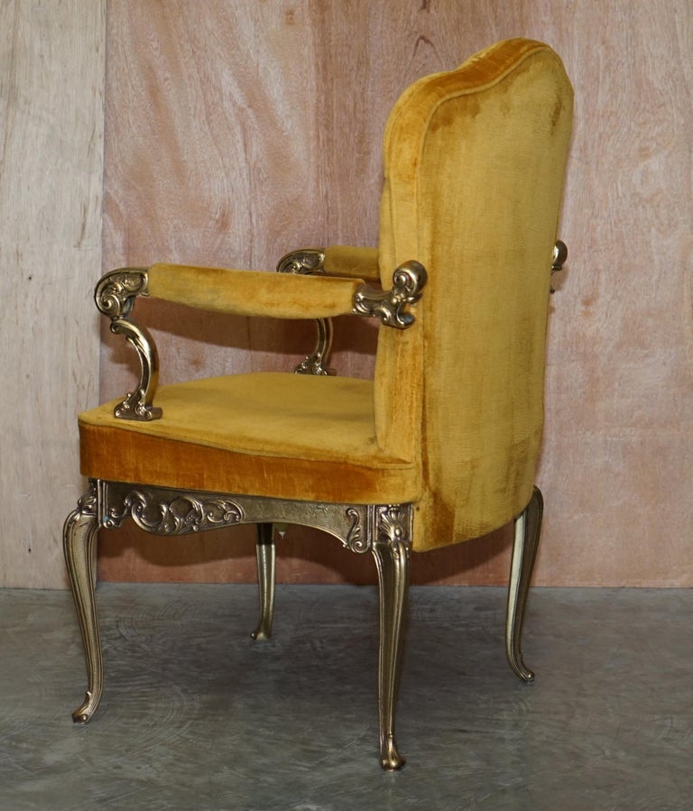 Pair of 1960's Brass Framed Hollywood Regency Style Orsenigo Italy Armchairs For Sale 7