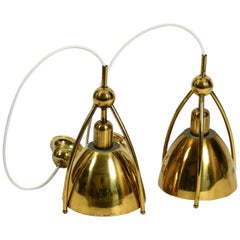 Vintage Pair of 1960s Brass Pendant Lamps from a Church in Berlin by WKR Leuchten