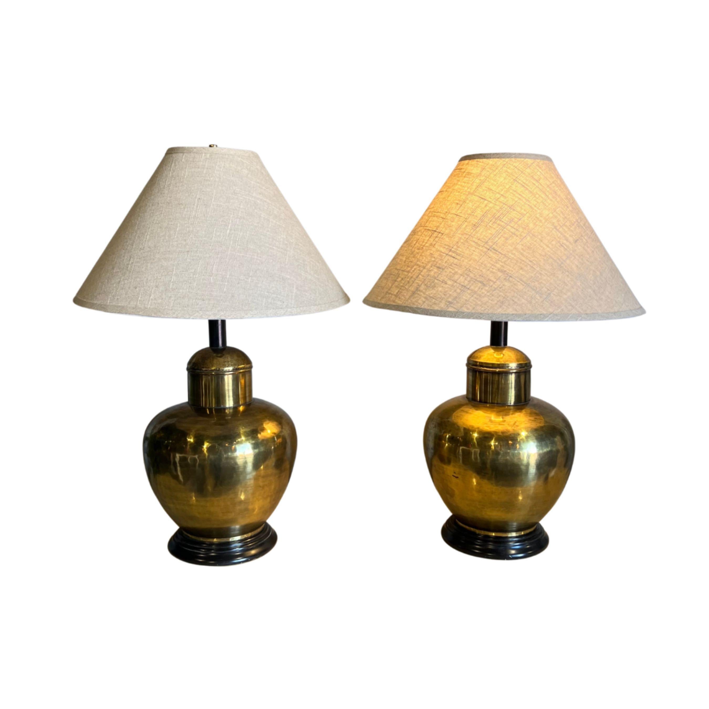 Mid-Century Modern Pair of 1960's Brass Table Lamps