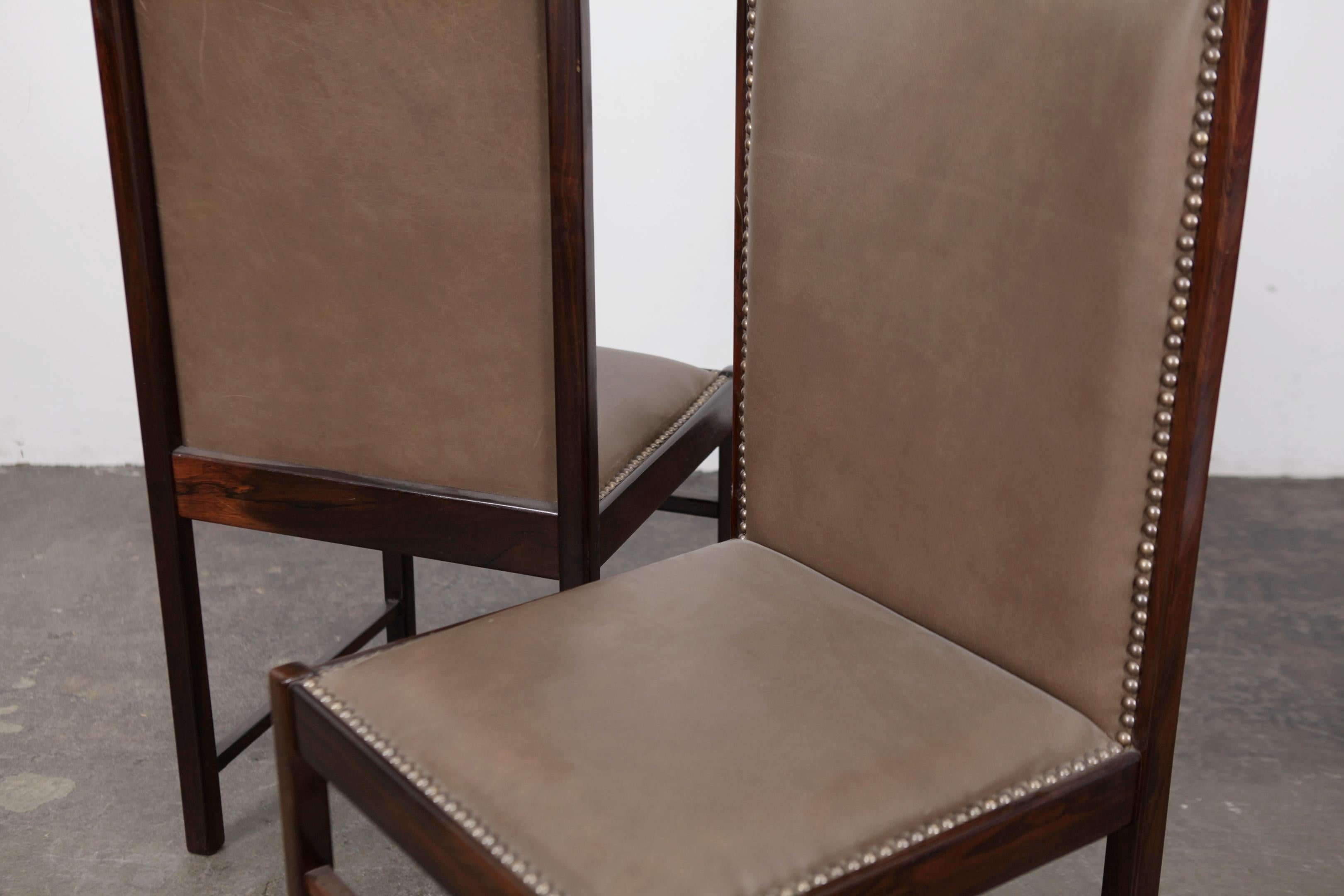 Pair of 1960s Brazilian Tall Back Dining Chairs by Celina Moveis For Sale 4