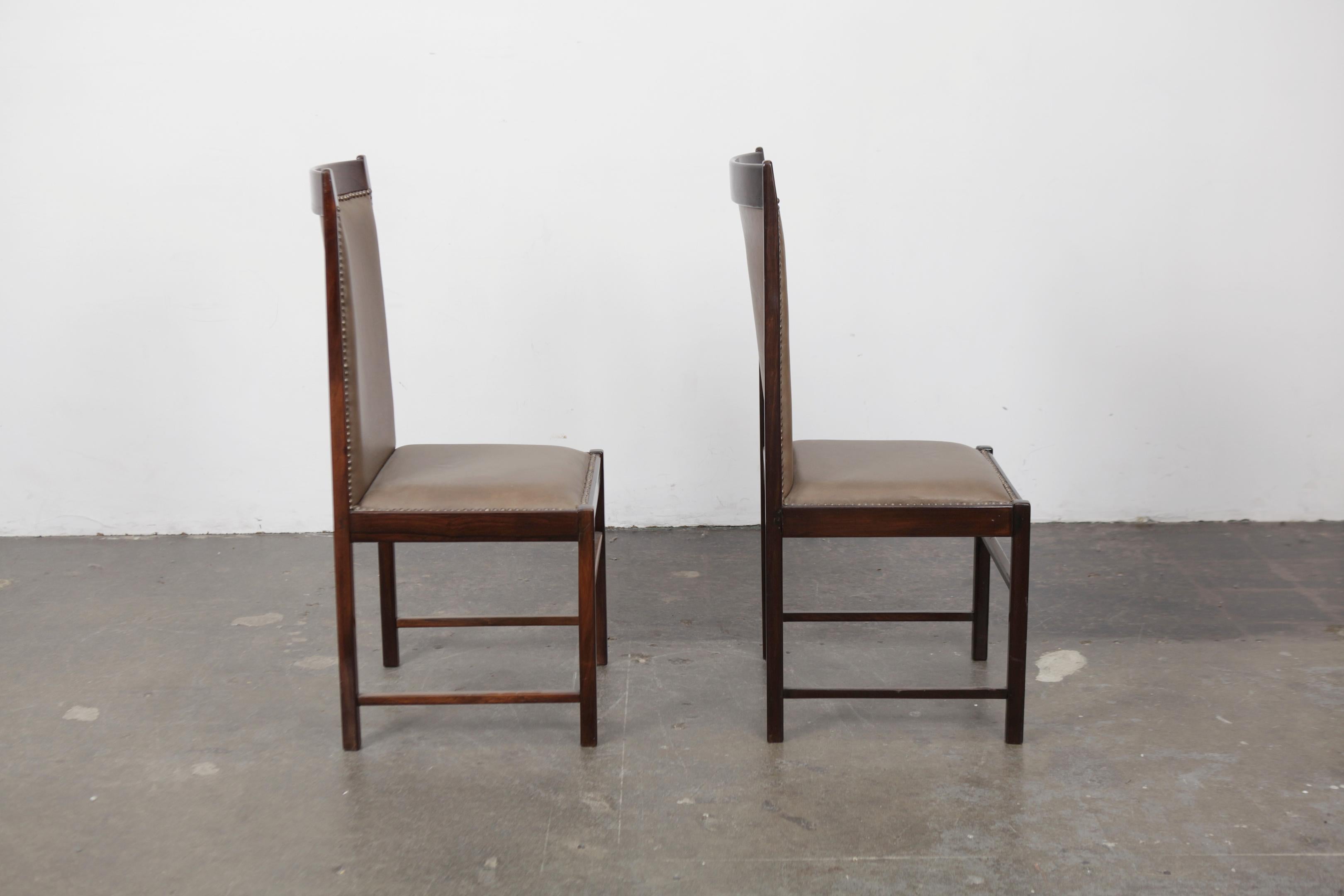 Mid-Century Modern Pair of 1960s Brazilian Tall Back Dining Chairs by Celina Moveis For Sale