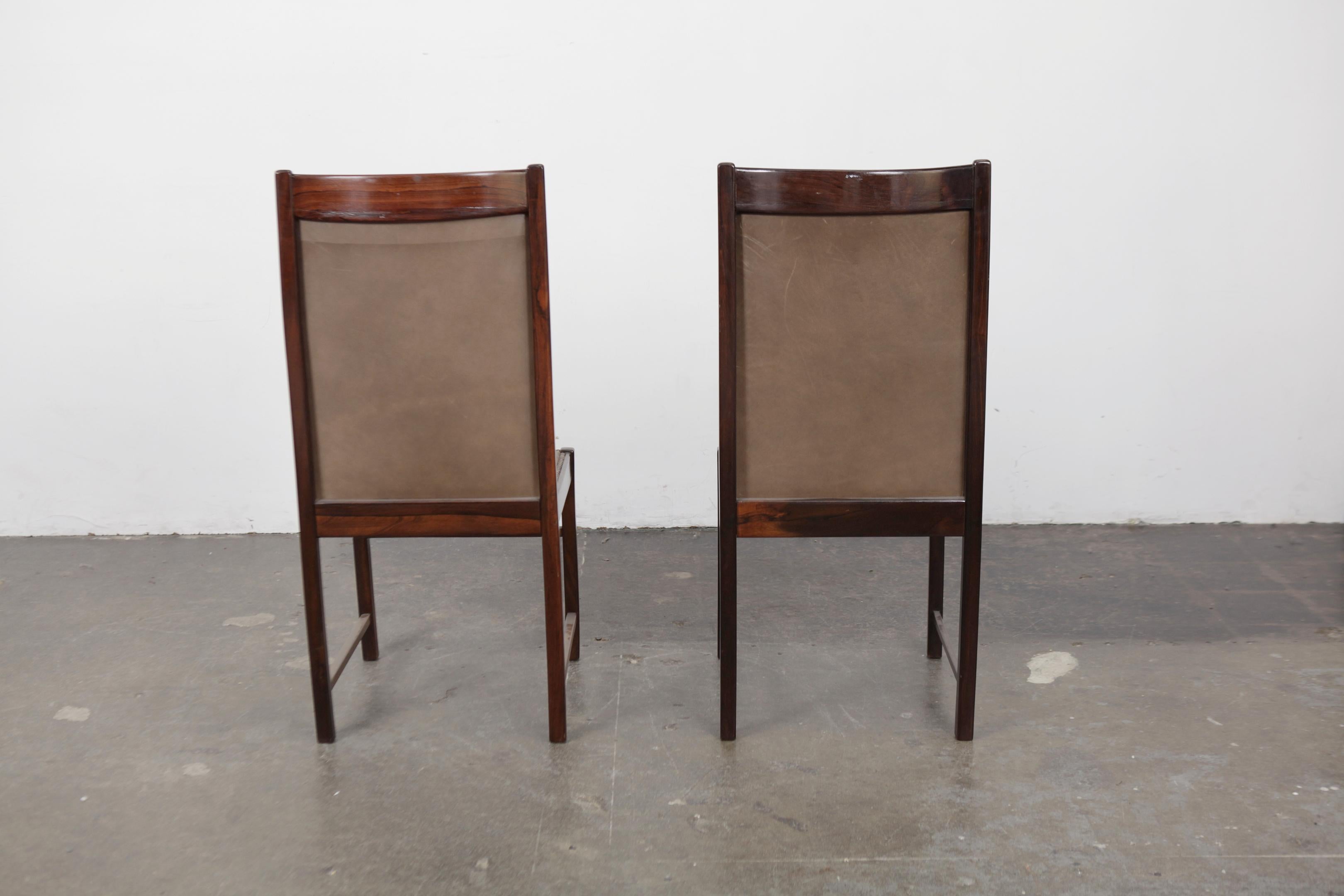 Pair of 1960s Brazilian Tall Back Dining Chairs by Celina Moveis In Good Condition For Sale In North Hollywood, CA