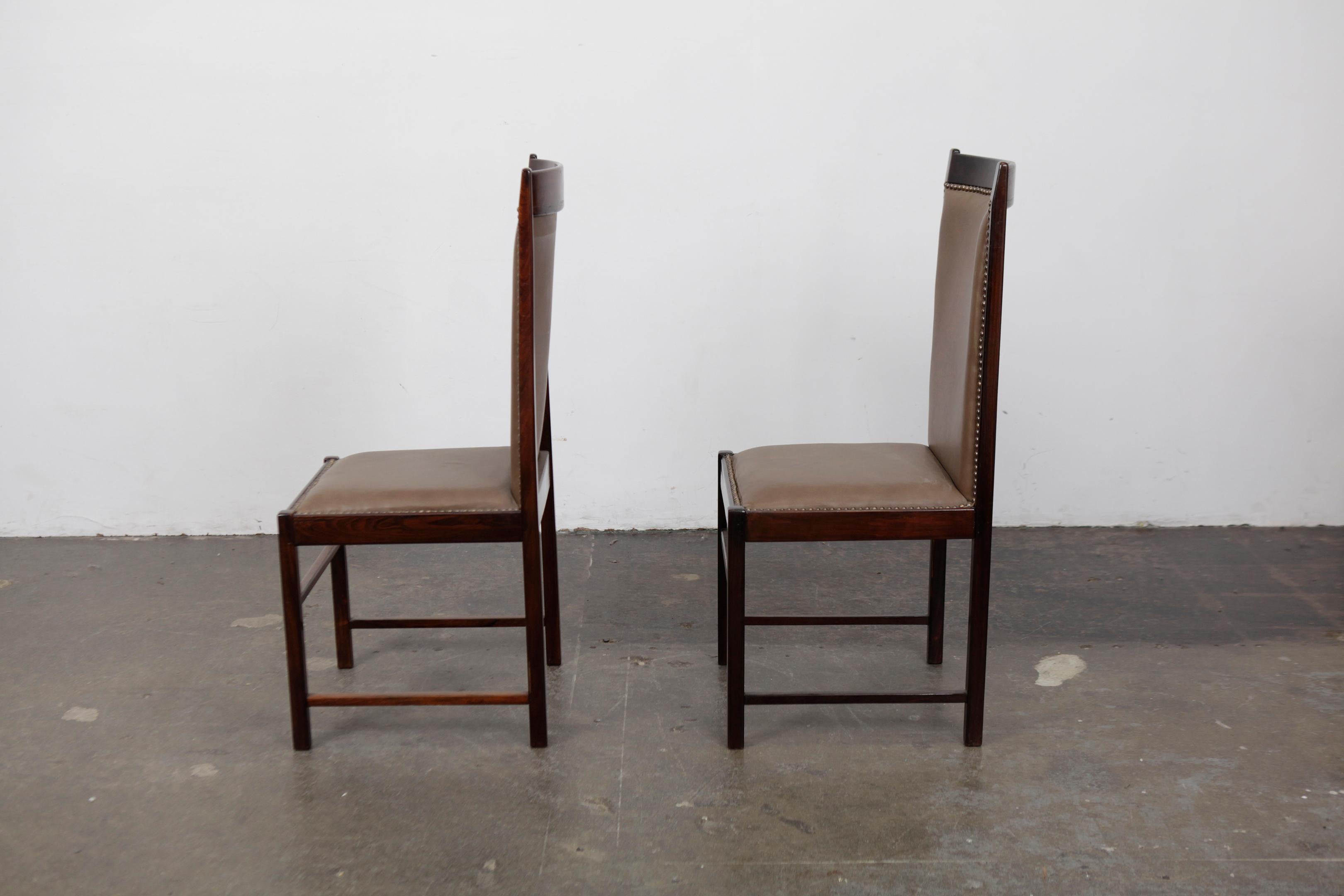 Mid-20th Century Pair of 1960s Brazilian Tall Back Dining Chairs by Celina Moveis For Sale