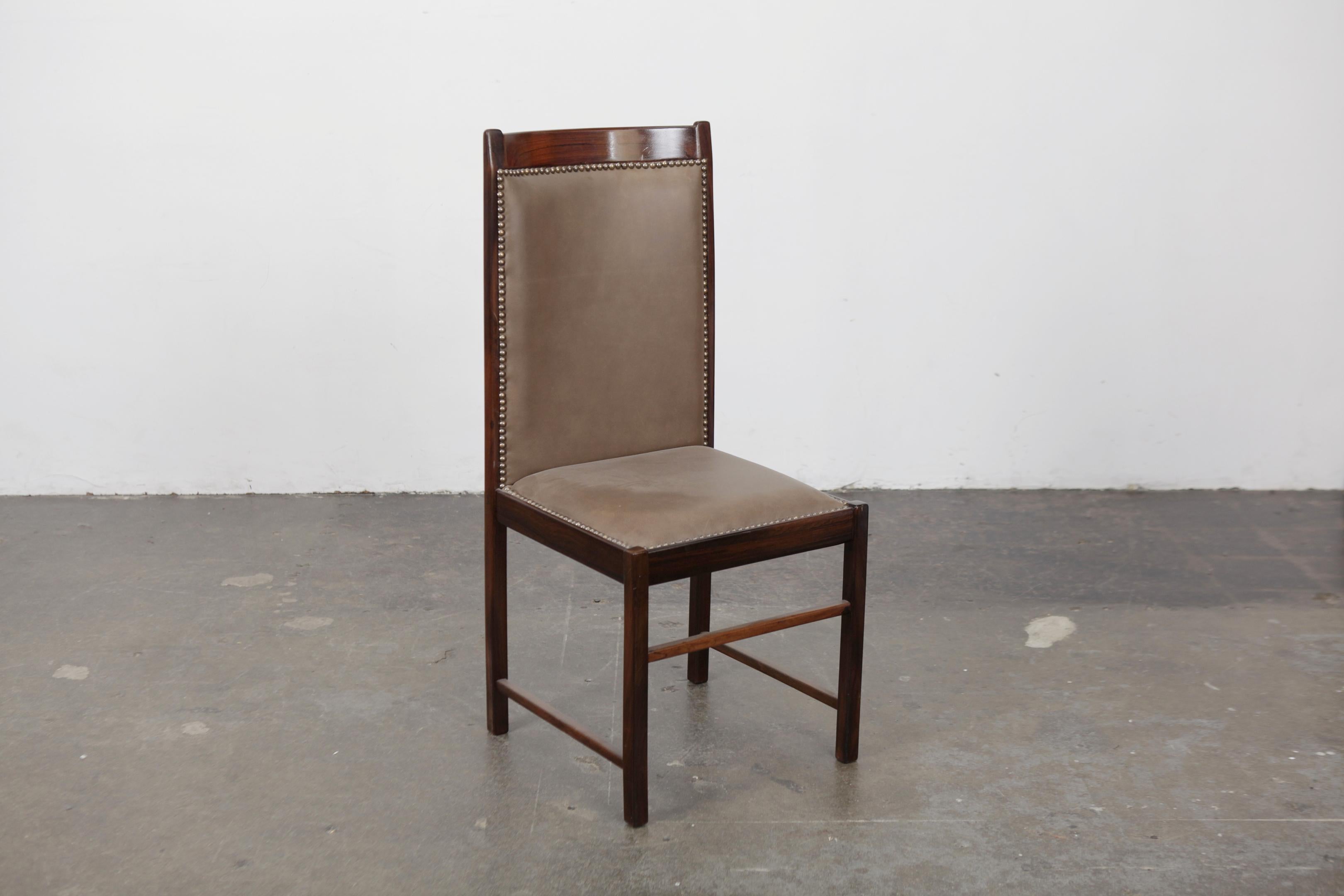 Rosewood Pair of 1960s Brazilian Tall Back Dining Chairs by Celina Moveis For Sale