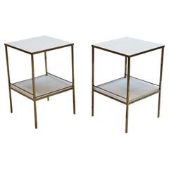 Pair of 1960s Bronze and Laminate Bedside Table Nightstands