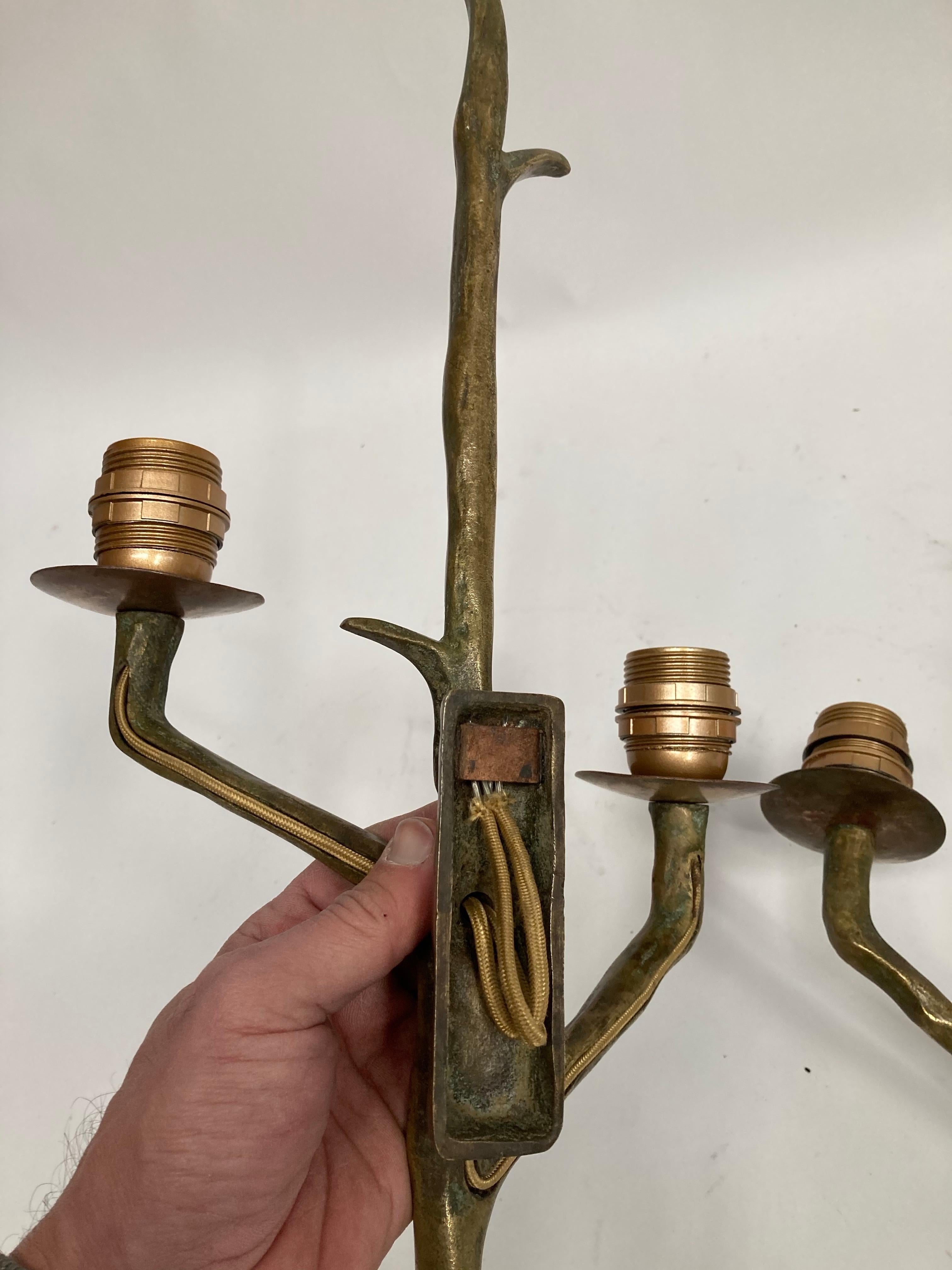 Pair of 1960's Bronze Sconces in the Style of Felix Agostini 1
