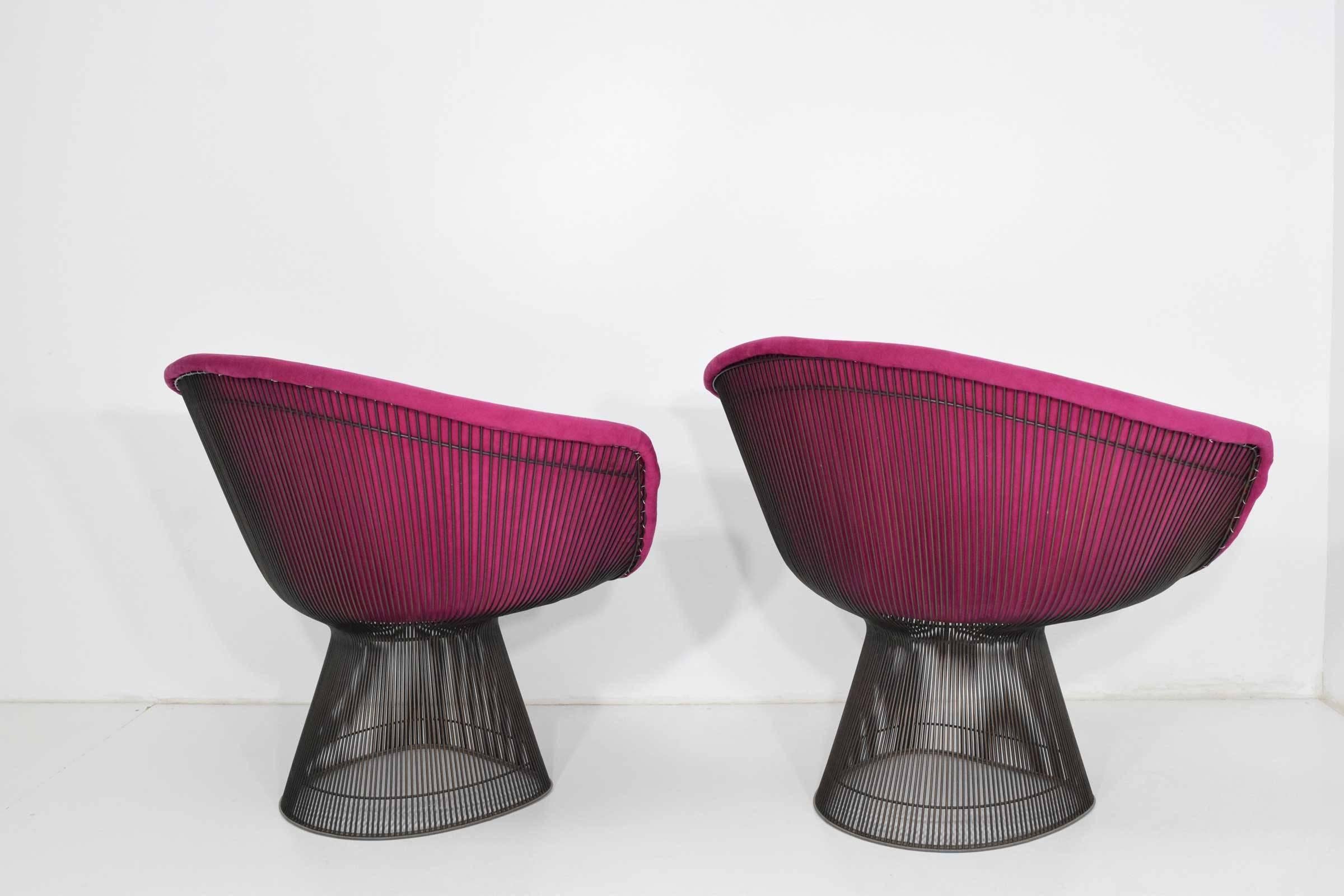 Mid-Century Modern Pair of 1960s Bronze Warren Platner Lounge Chairs