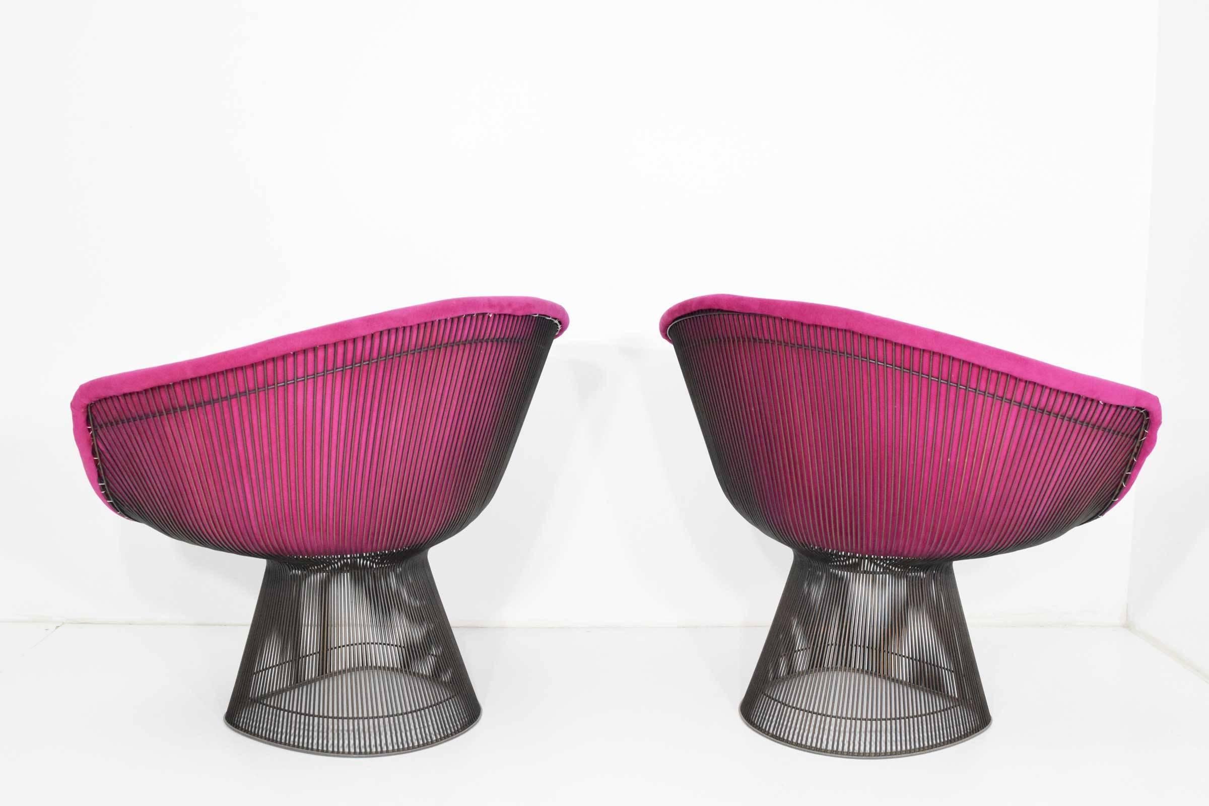 American Pair of 1960s Bronze Warren Platner Lounge Chairs