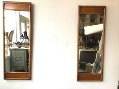Pair of 1960s Burled Walnut Mirrors