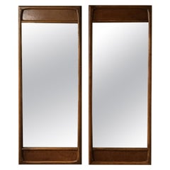 Pair of 1960s Burled Walnut Mirrors