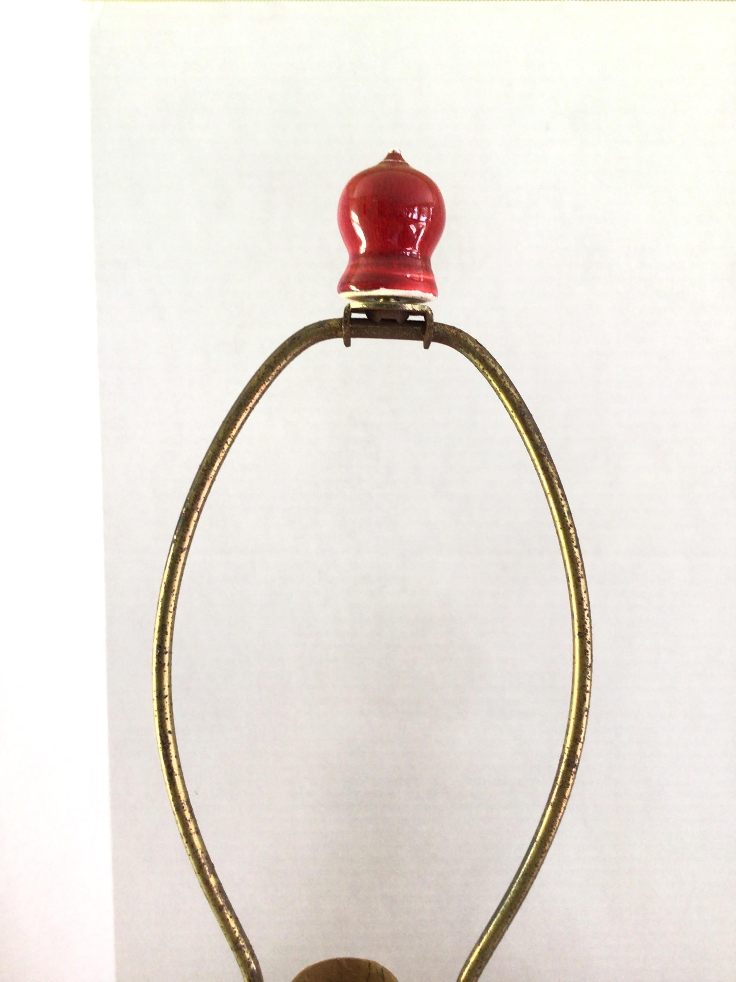 Pair of 1960s Candy Apple Red Table Lamps With Red Finials For Sale 3