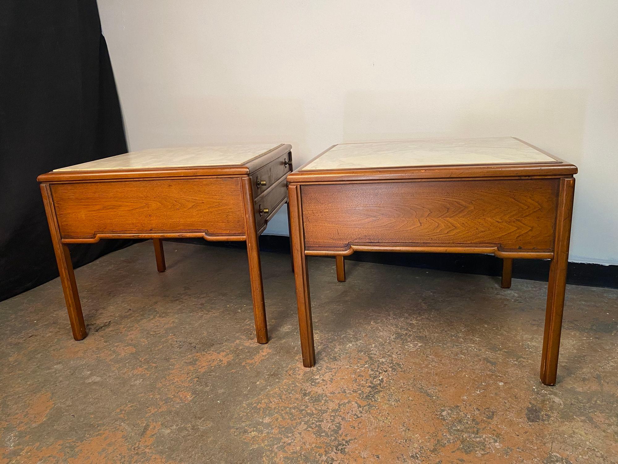 Pair of 1960's Carrara Marble topped End Tables 3
