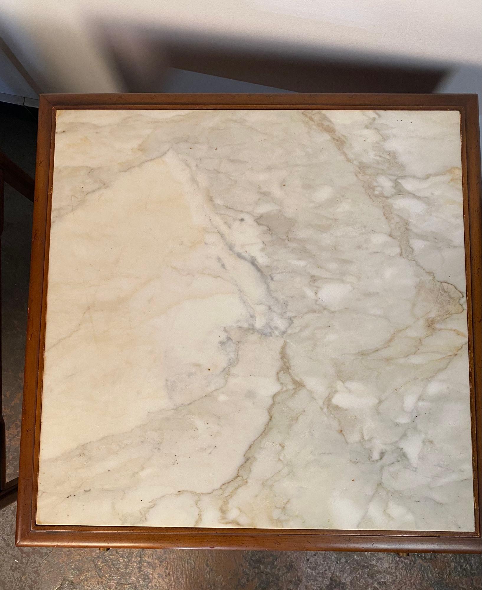 Pair of 1960's Carrara Marble topped End Tables 4
