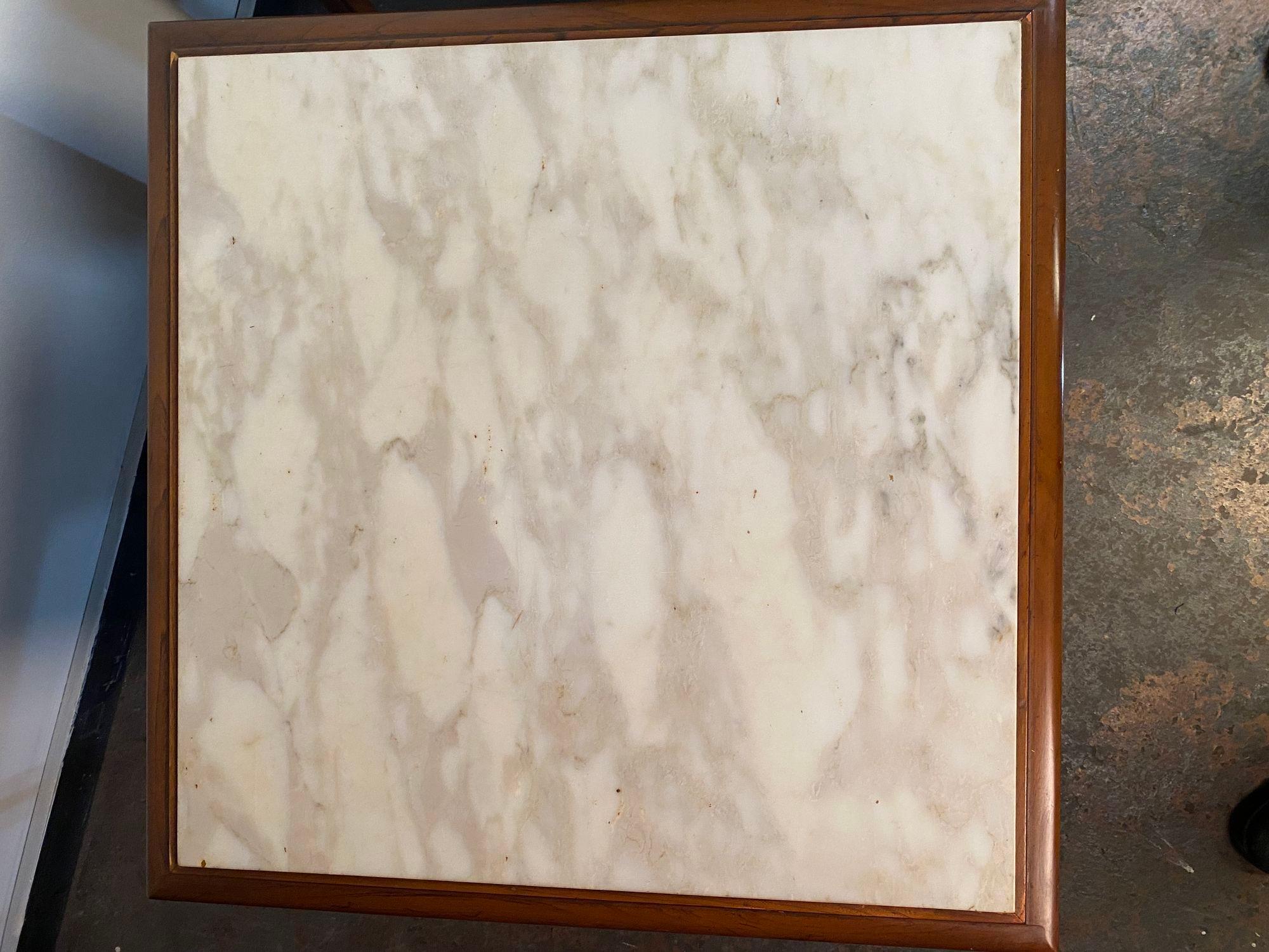 Pair of 1960's Carrara Marble topped End Tables 5