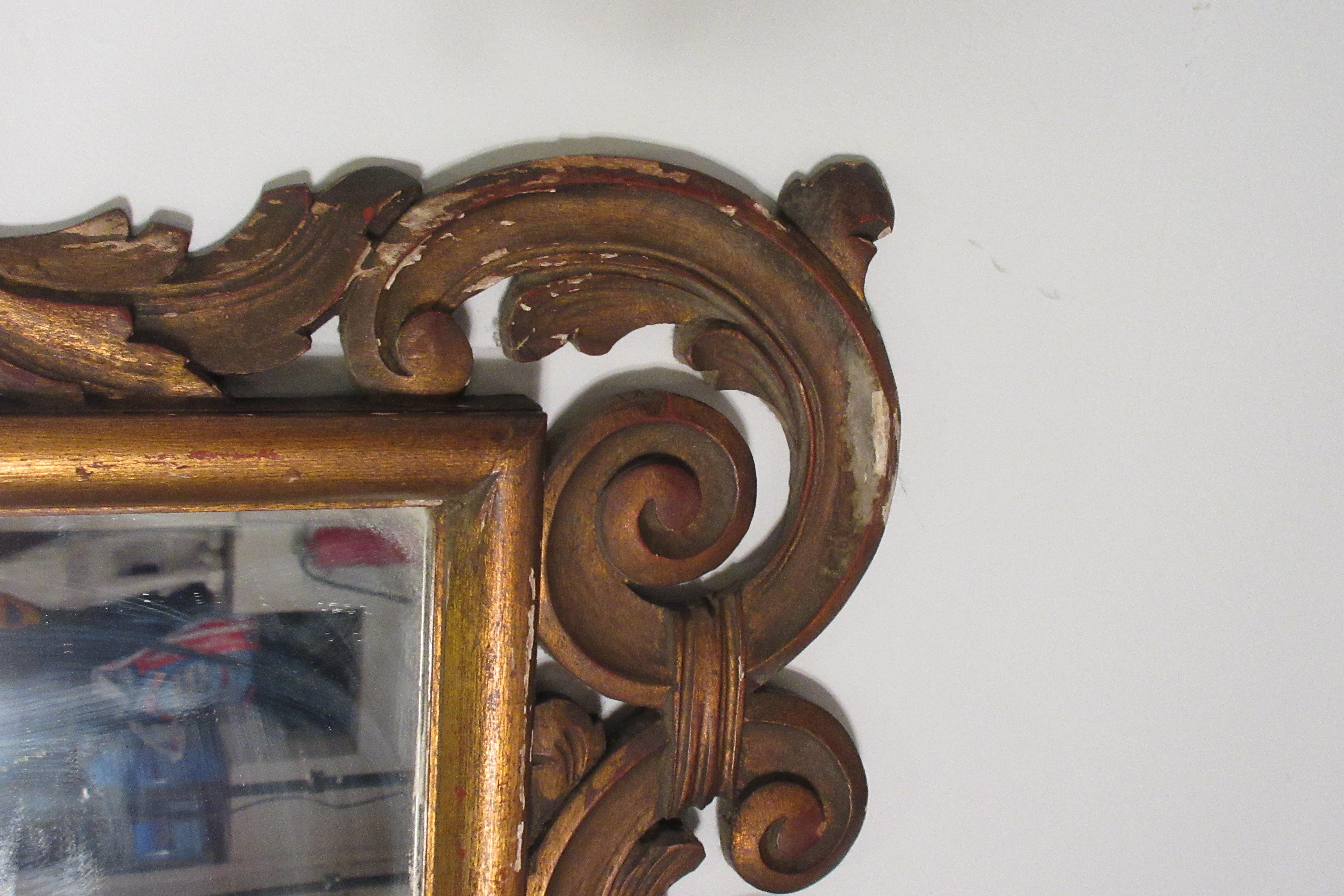 Pair of 1960s Carved Wood Italian Gilt Rococo Style Mirrors 6