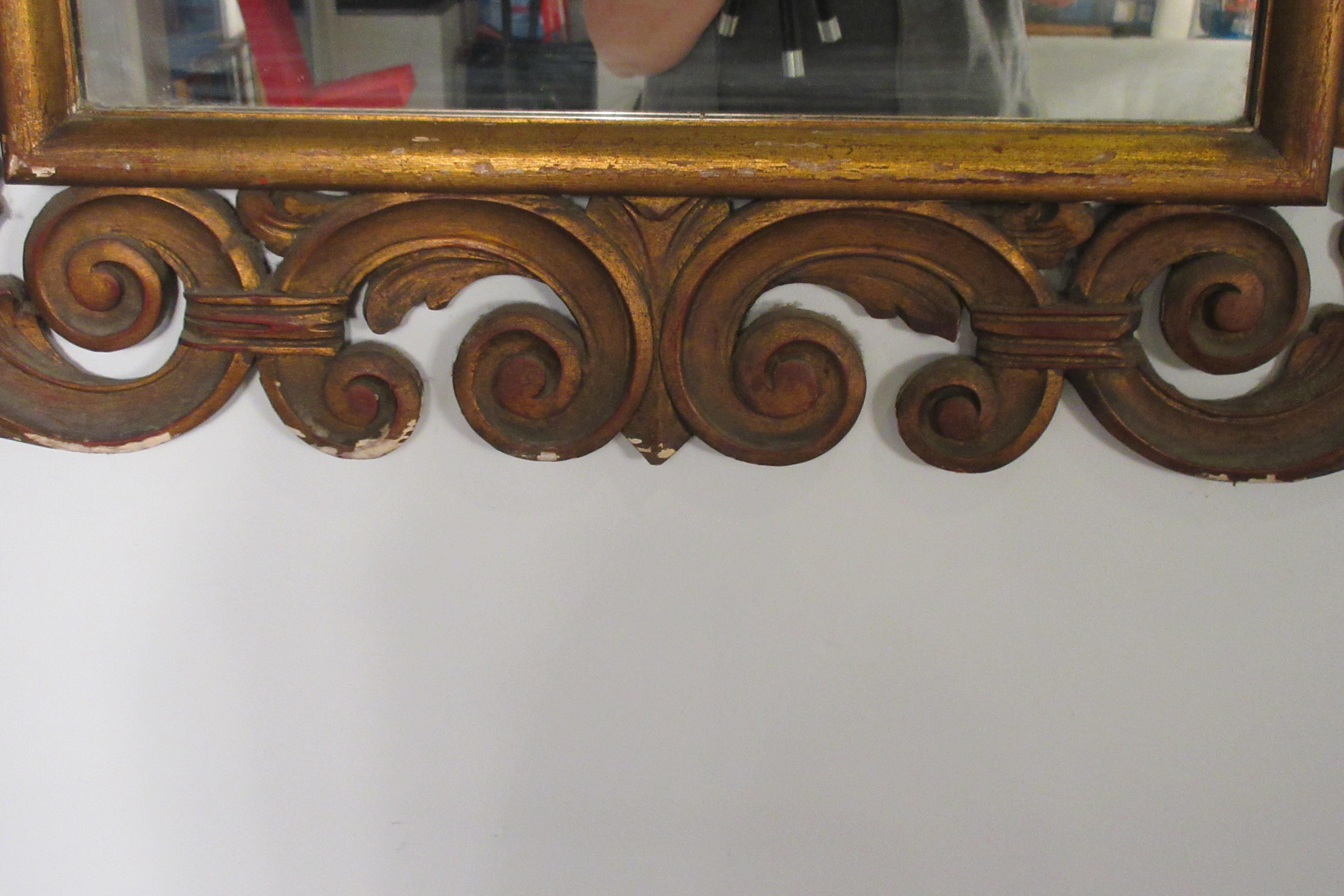 Pair of 1960s Carved Wood Italian Gilt Rococo Style Mirrors 13