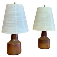 Pair of 1960s Ceramic Lotte Lamps with Original Shades