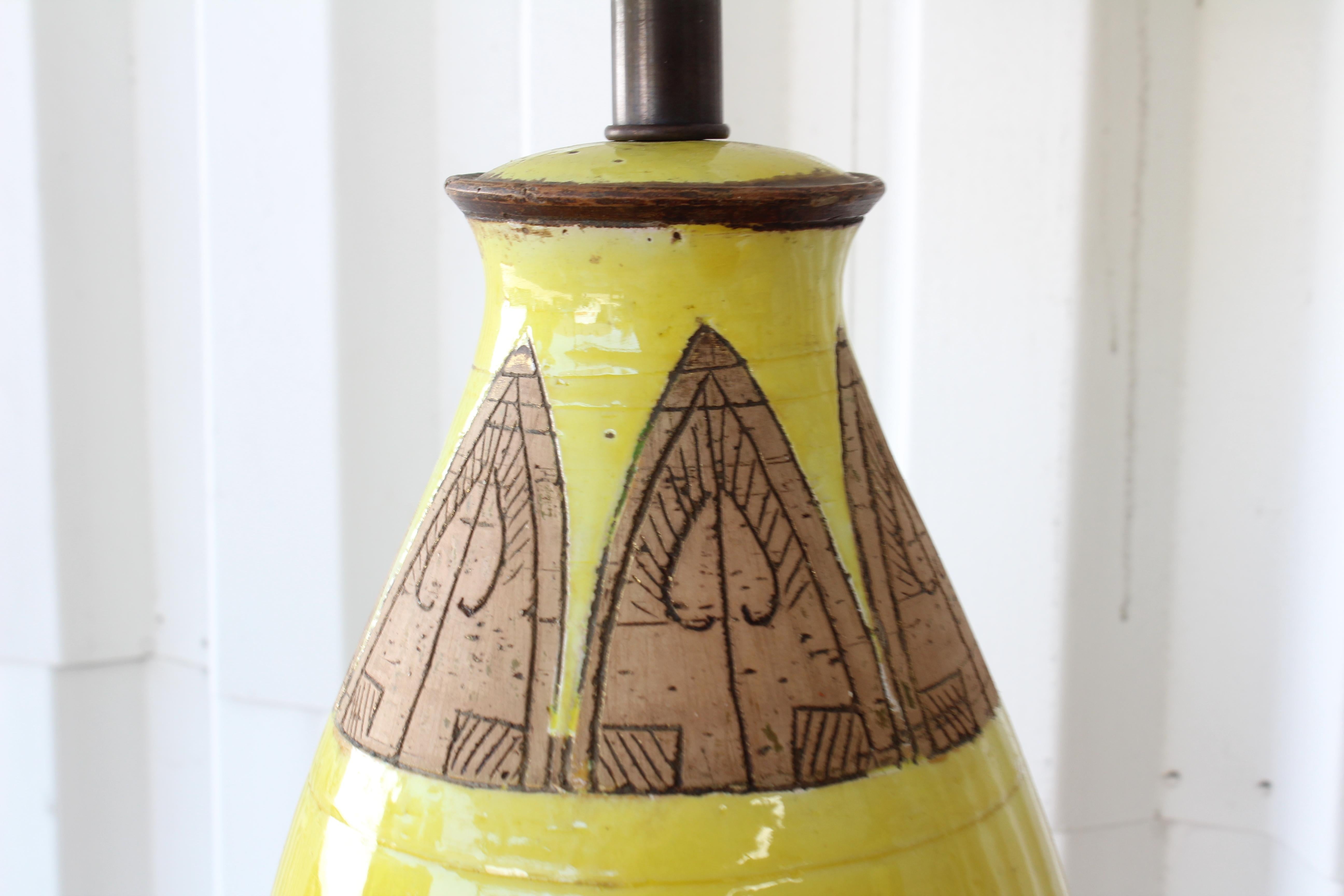 Mid-20th Century Pair of 1960s Ceramic Porcelain Lamps with Egyptian Motifs