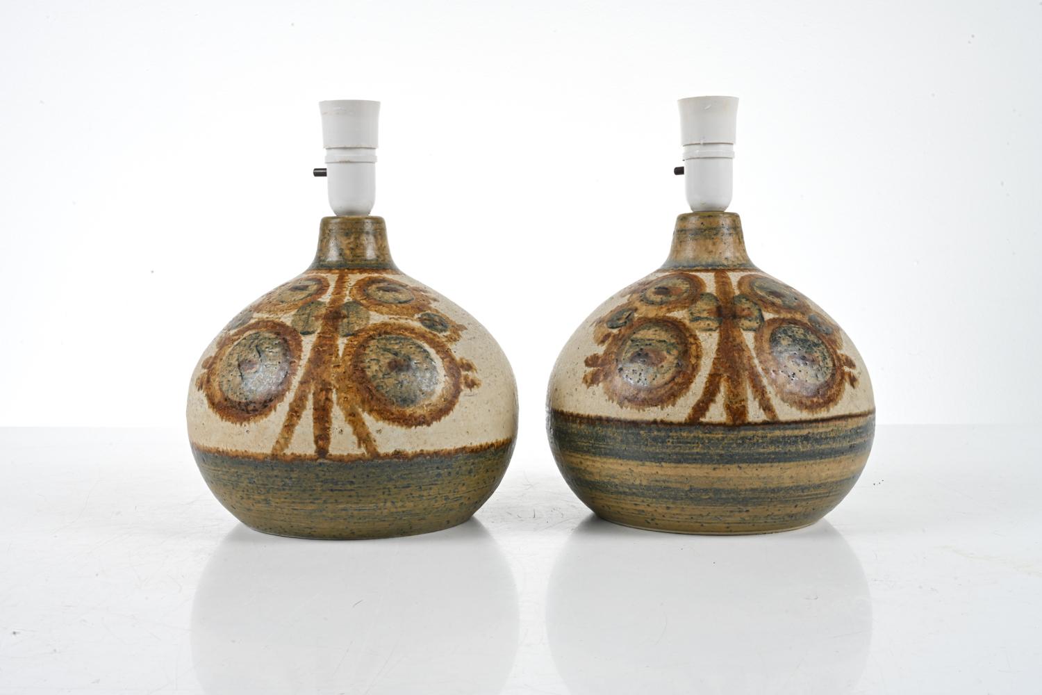 Mid-Century Modern Pair of 1960s Ceramic Table Lamps by Noomi Backhausen for Soholm Denmark For Sale