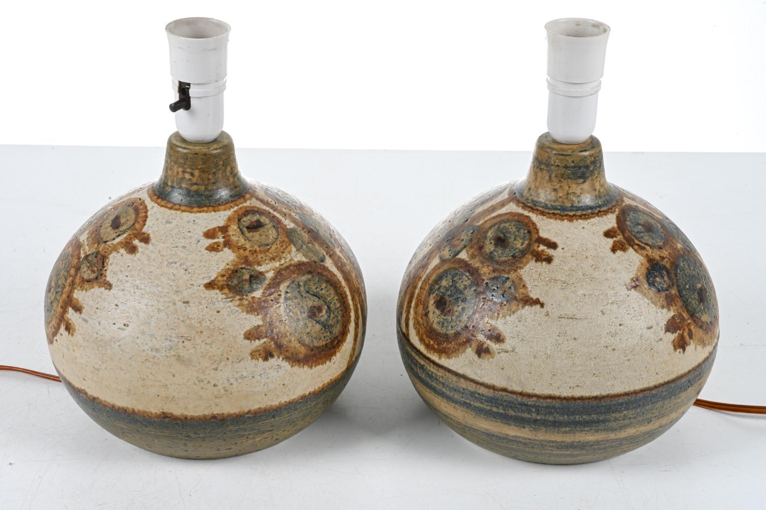 Pair of 1960s Ceramic Table Lamps by Noomi Backhausen for Soholm Denmark In Good Condition For Sale In Norwalk, CT