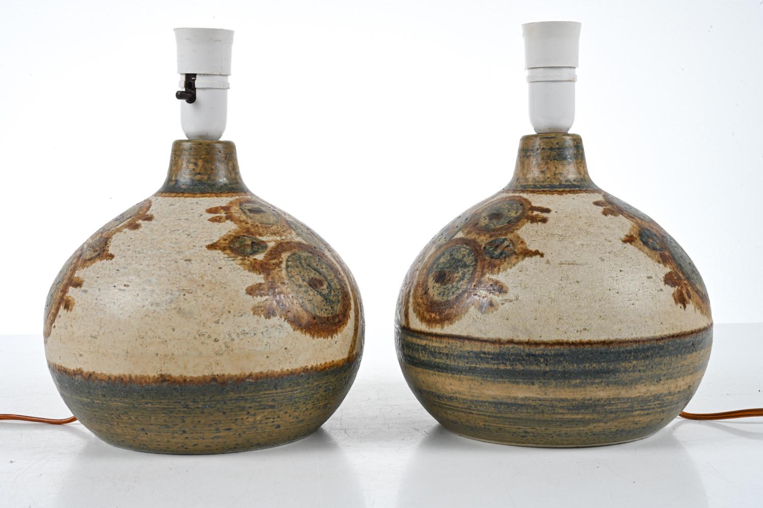 20th Century Pair of 1960s Ceramic Table Lamps by Noomi Backhausen for Soholm Denmark For Sale
